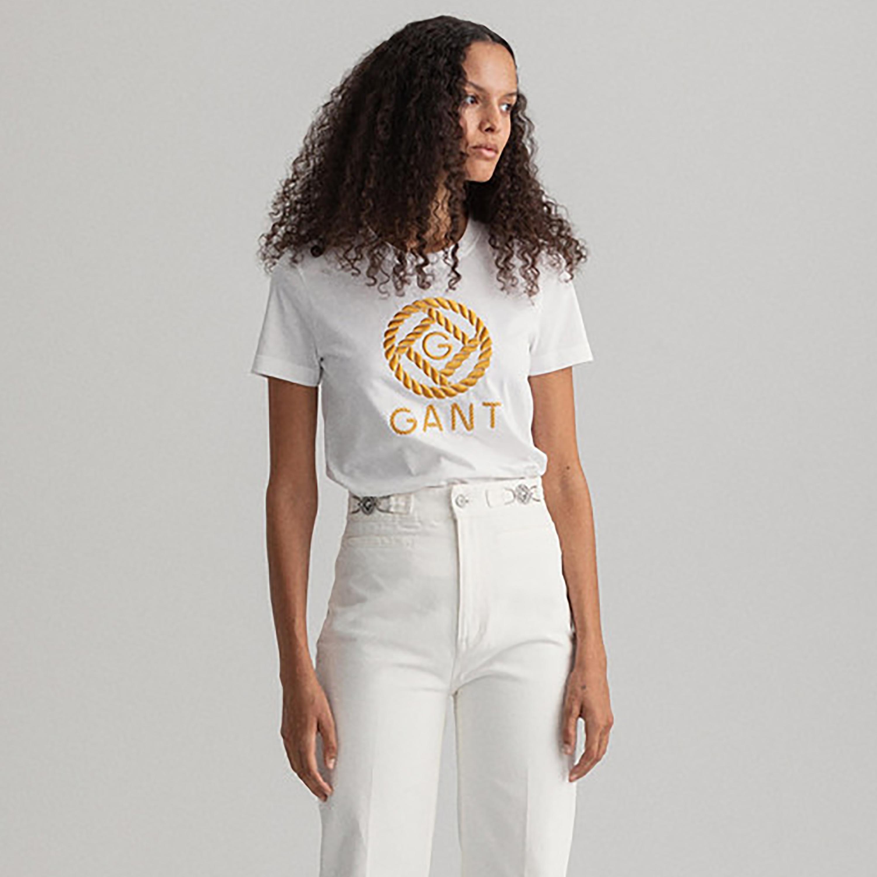 Gant Embroidered Logo Crew Neck Short Sleeves T-Shirt-women-clothing-tshirts-image-1