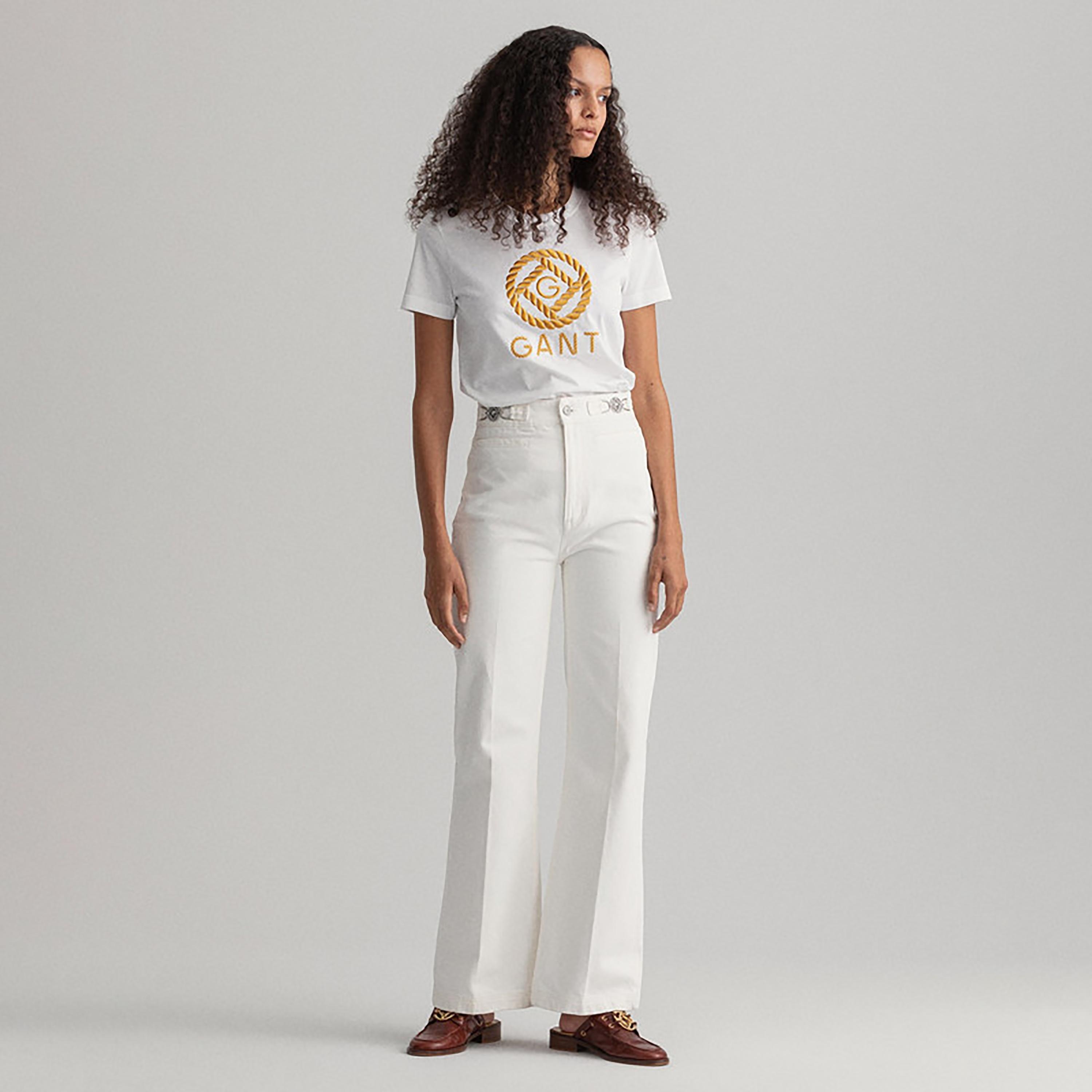 Gant Embroidered Logo Crew Neck Short Sleeves T-Shirt-women-clothing-tshirts-image-2