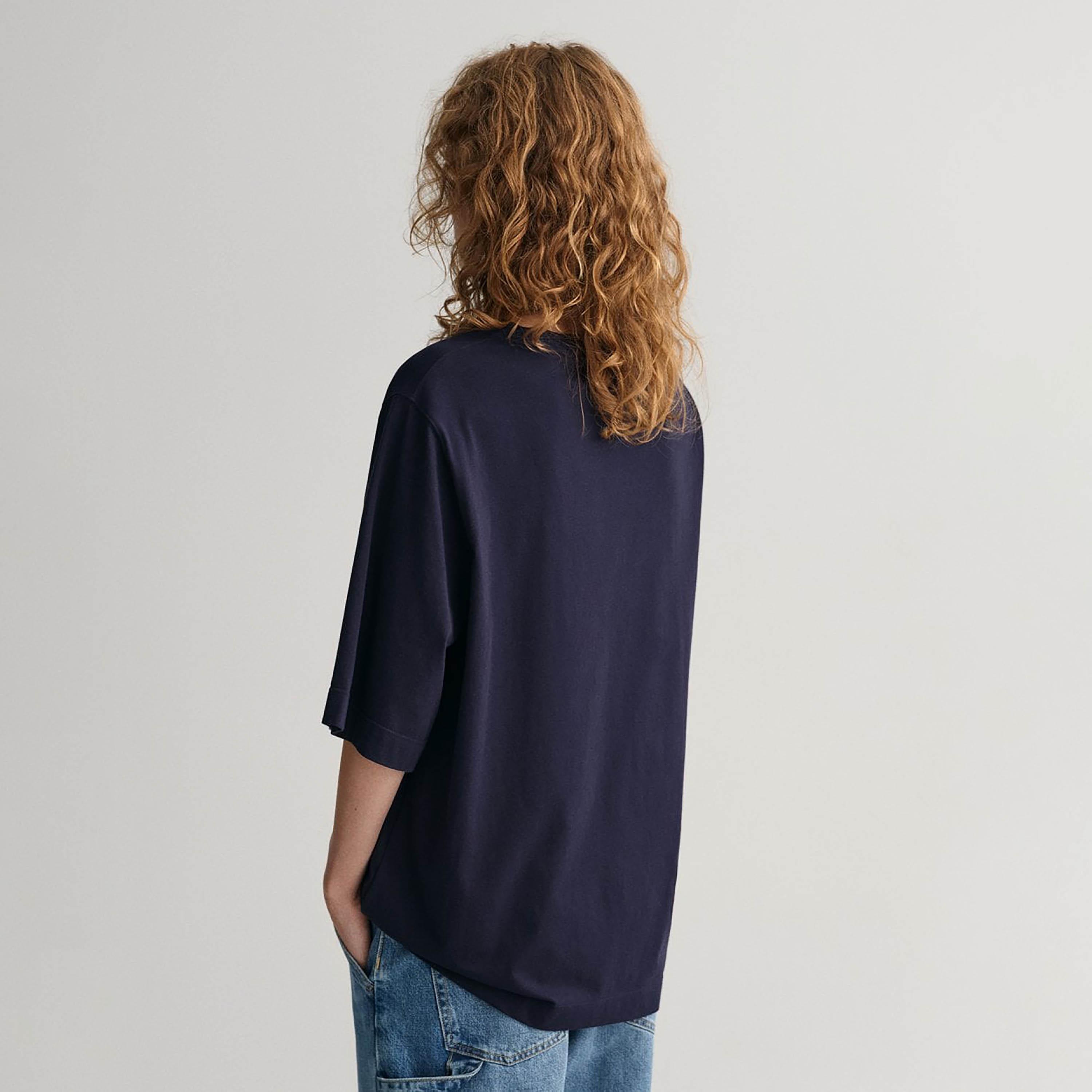 Gant Embroidered Text Round Neck Three-Quarter Sleeves Women's T-Shirt-women-clothing-tshirts-image-4
