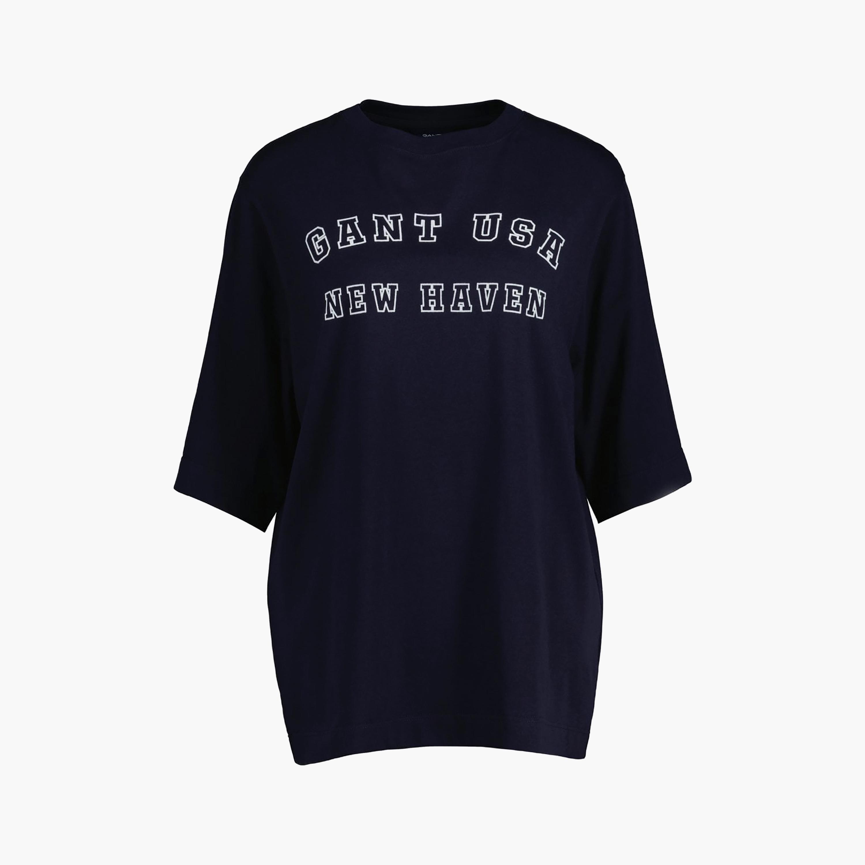 Gant Embroidered Text Round Neck Three-Quarter Sleeves Women's T-Shirt-women-clothing-tshirts-image-5