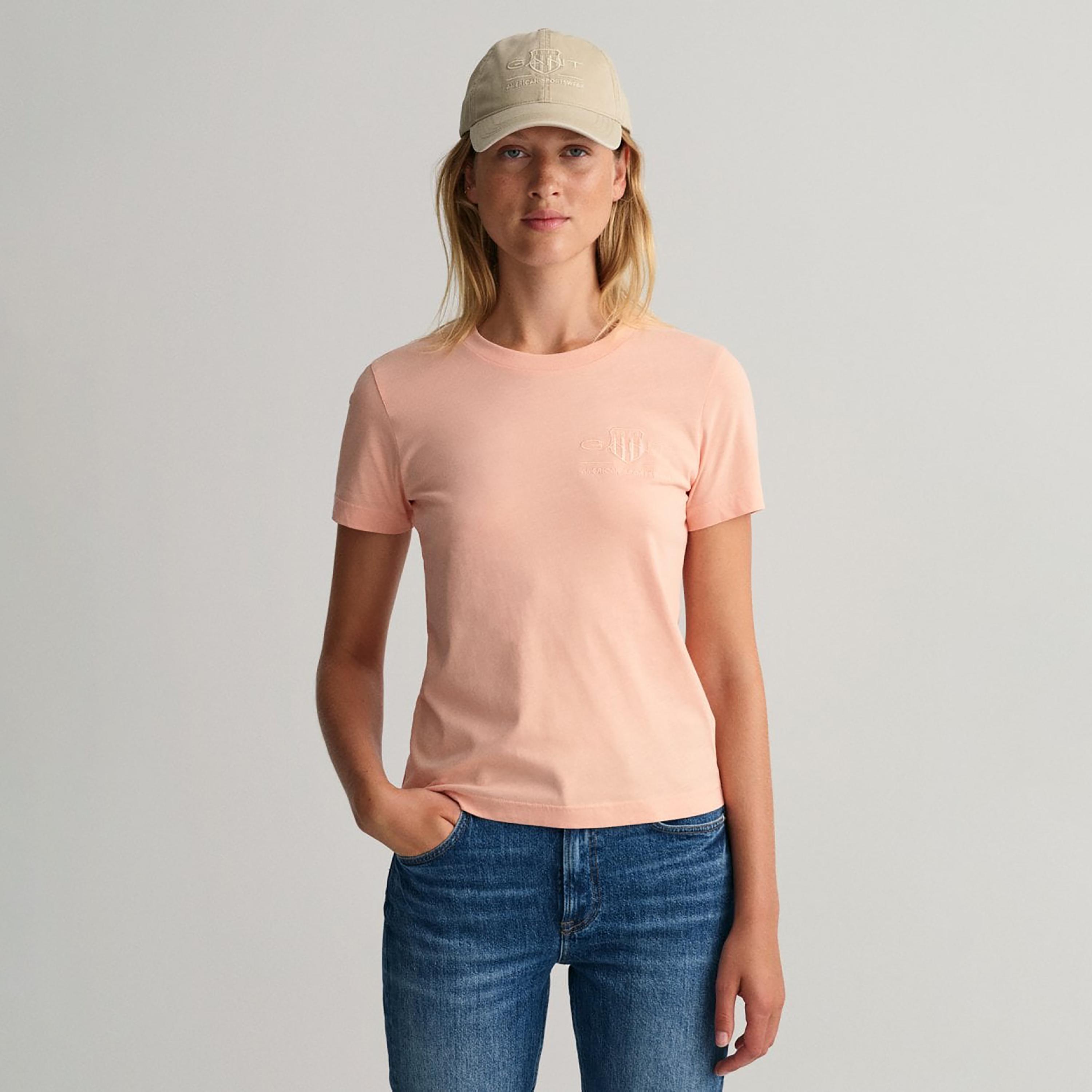 تي-شيرت من جانت لوجو مطرز بأكمام قصيرة ورقبة دائرية-women-clothing-tshirts-image-1