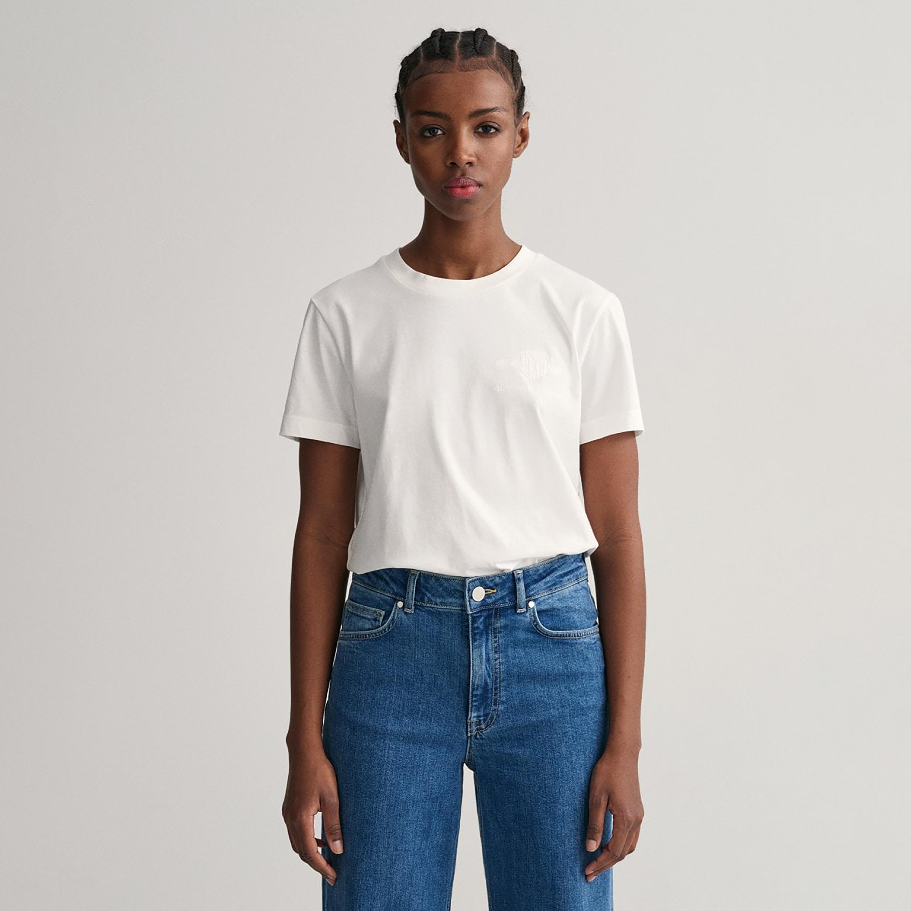 Gant Embroidered Logo Crew Neck Short Sleeves T-Shirt-women-clothing-tshirts-image-1