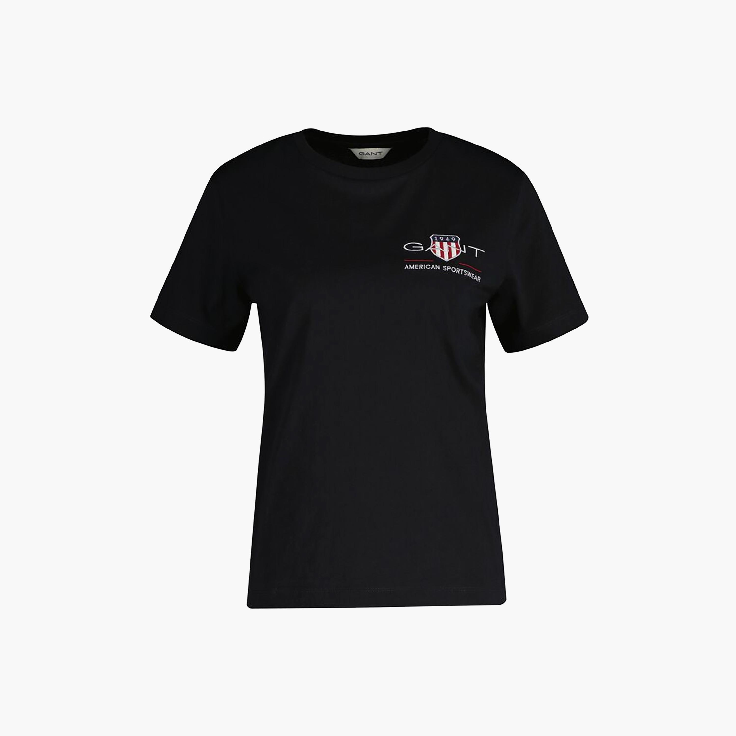 Gant Embroidered Shield Logo Round Neck Short Sleeves Women's T-Shirt-women-clothing-tshirts-image-3