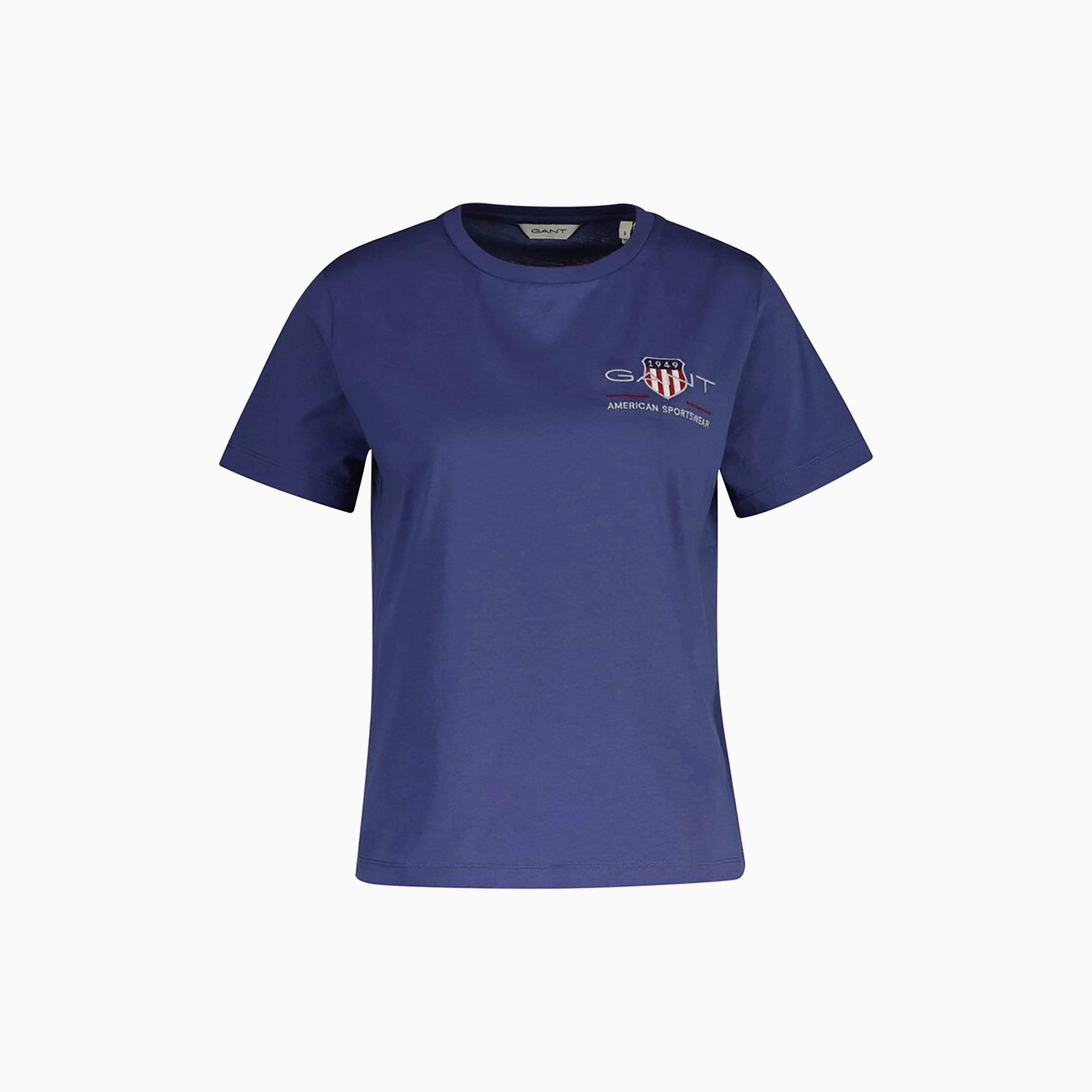 Gant Embroidered Shield Logo Round Neck Short Sleeves Women's T-Shirt-women-clothing-tshirts-image-5