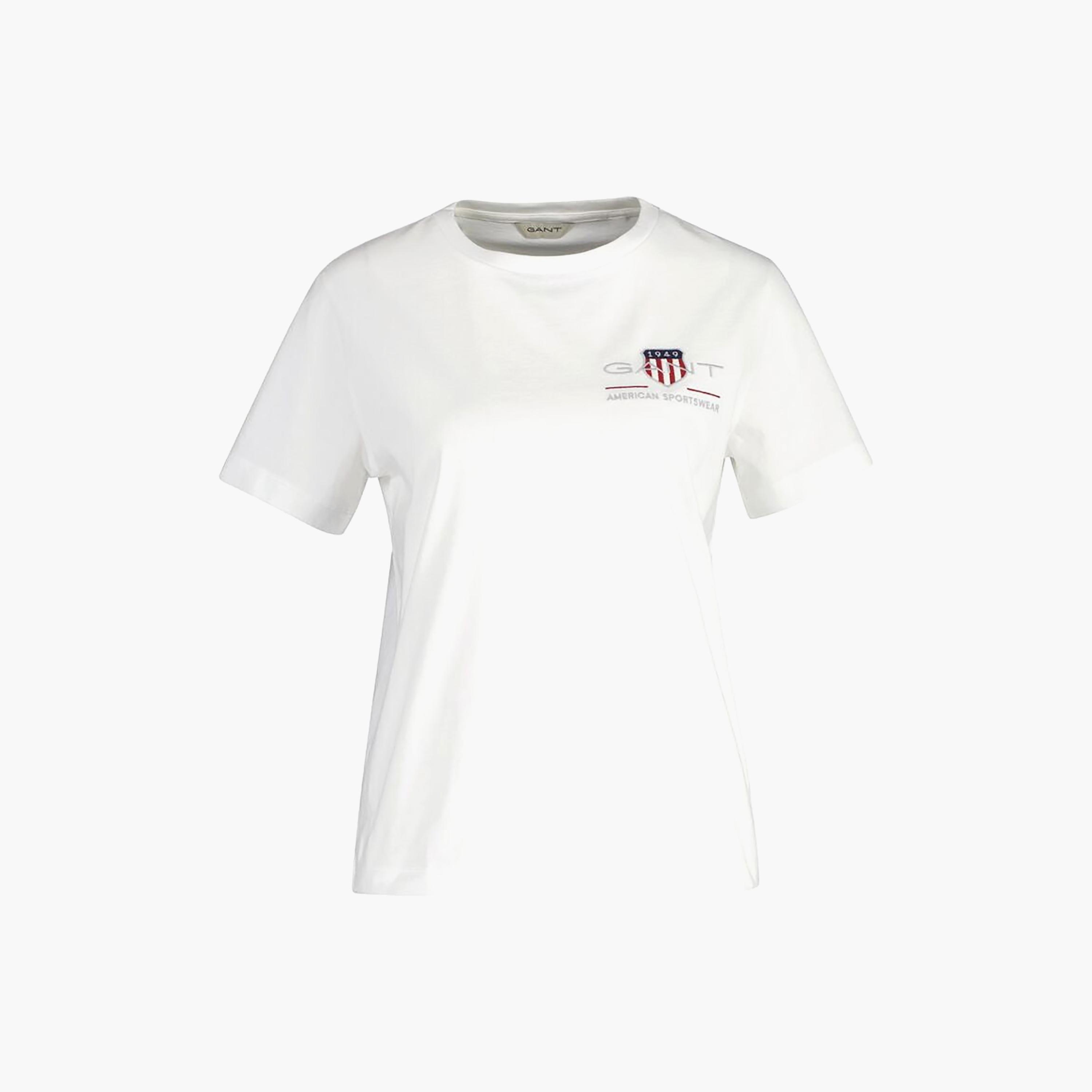 Gant Embroidered Shield Logo Round Neck Short Sleeves Women's T-Shirt-women-clothing-tshirts-image-1