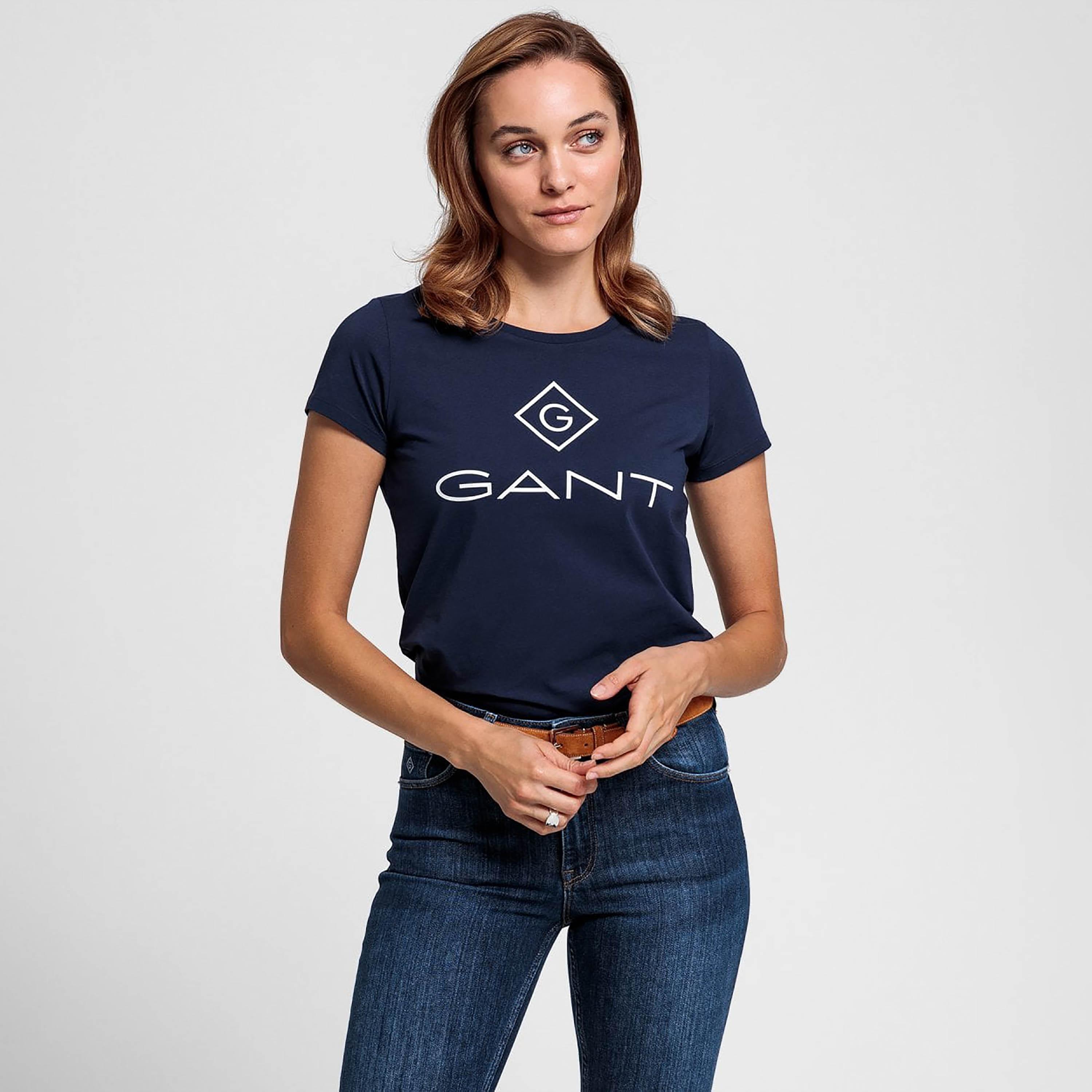 Gant Logo Print Round Neck Short Sleeves Women's T-Shirt-women-clothing-tshirts-image-1