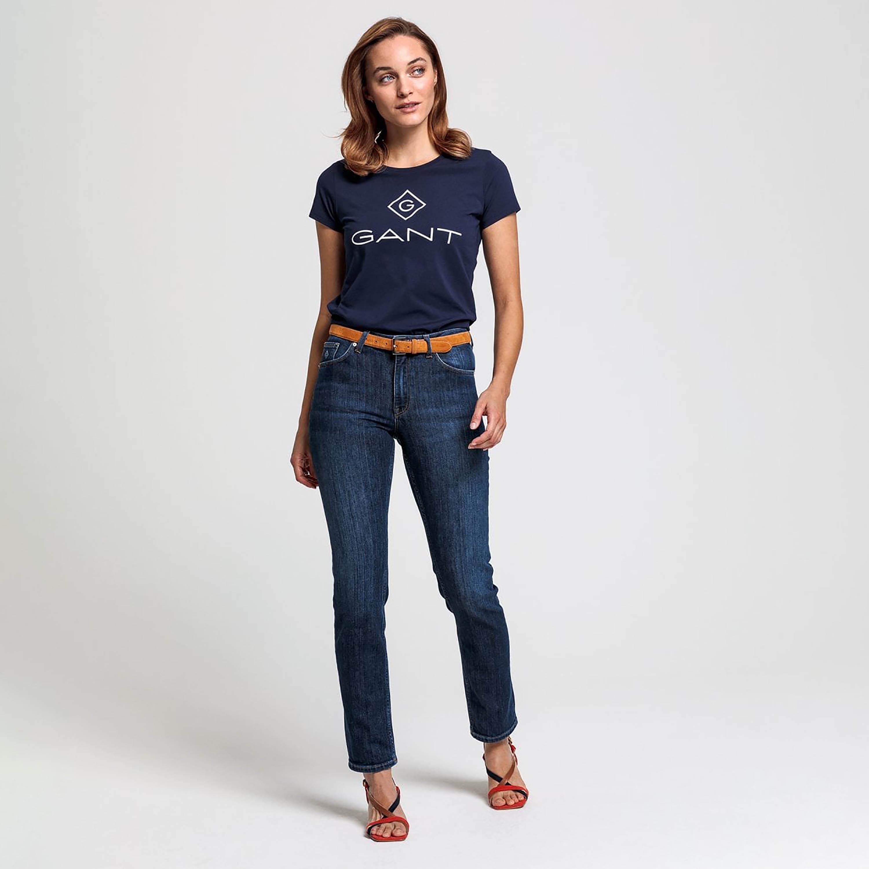 Gant Logo Print Round Neck Short Sleeves Women's T-Shirt-women-clothing-tshirts-image-2