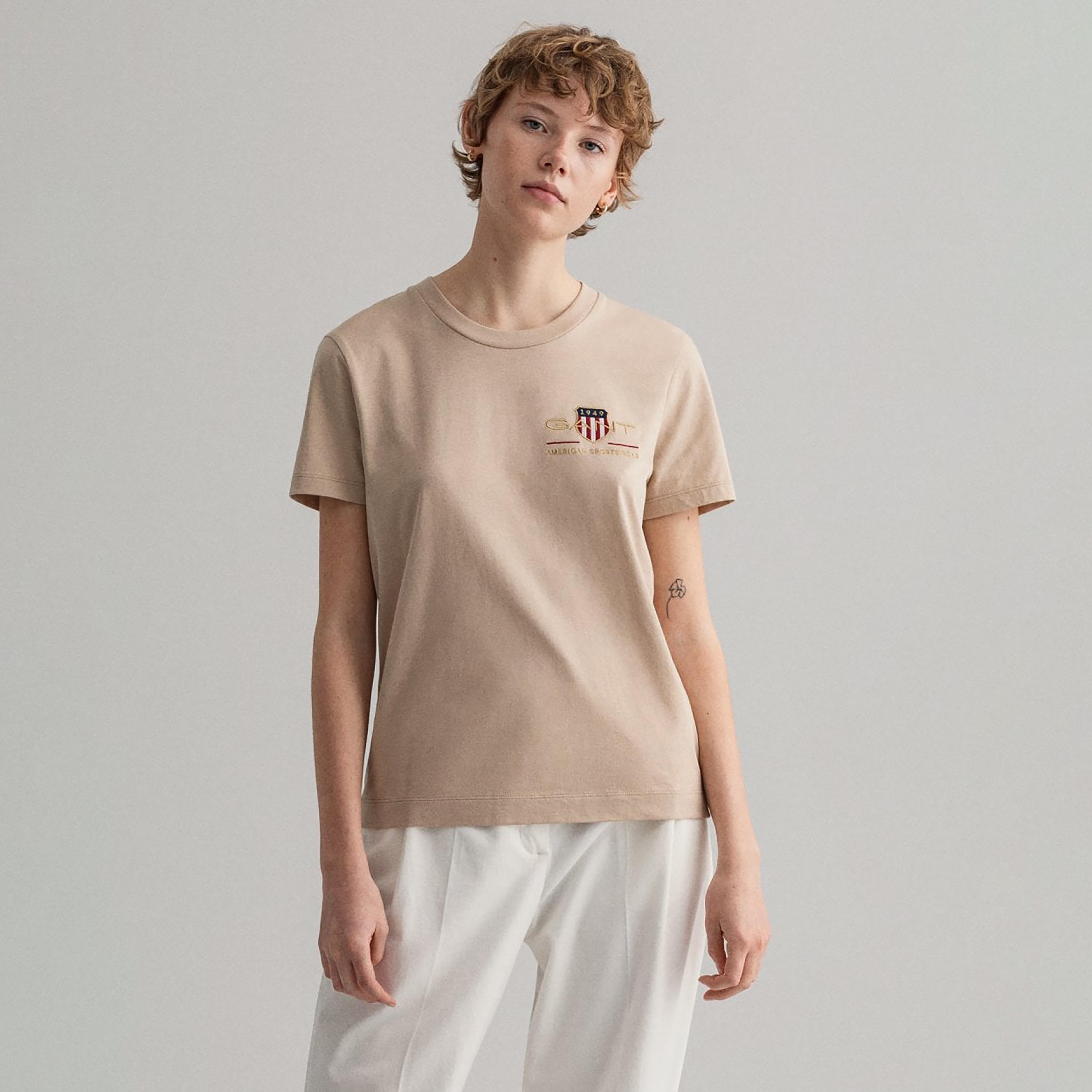 Gant Embroidered Logo Crew Neck Short Sleeves T-Shirt-women-clothing-tshirts-image-1
