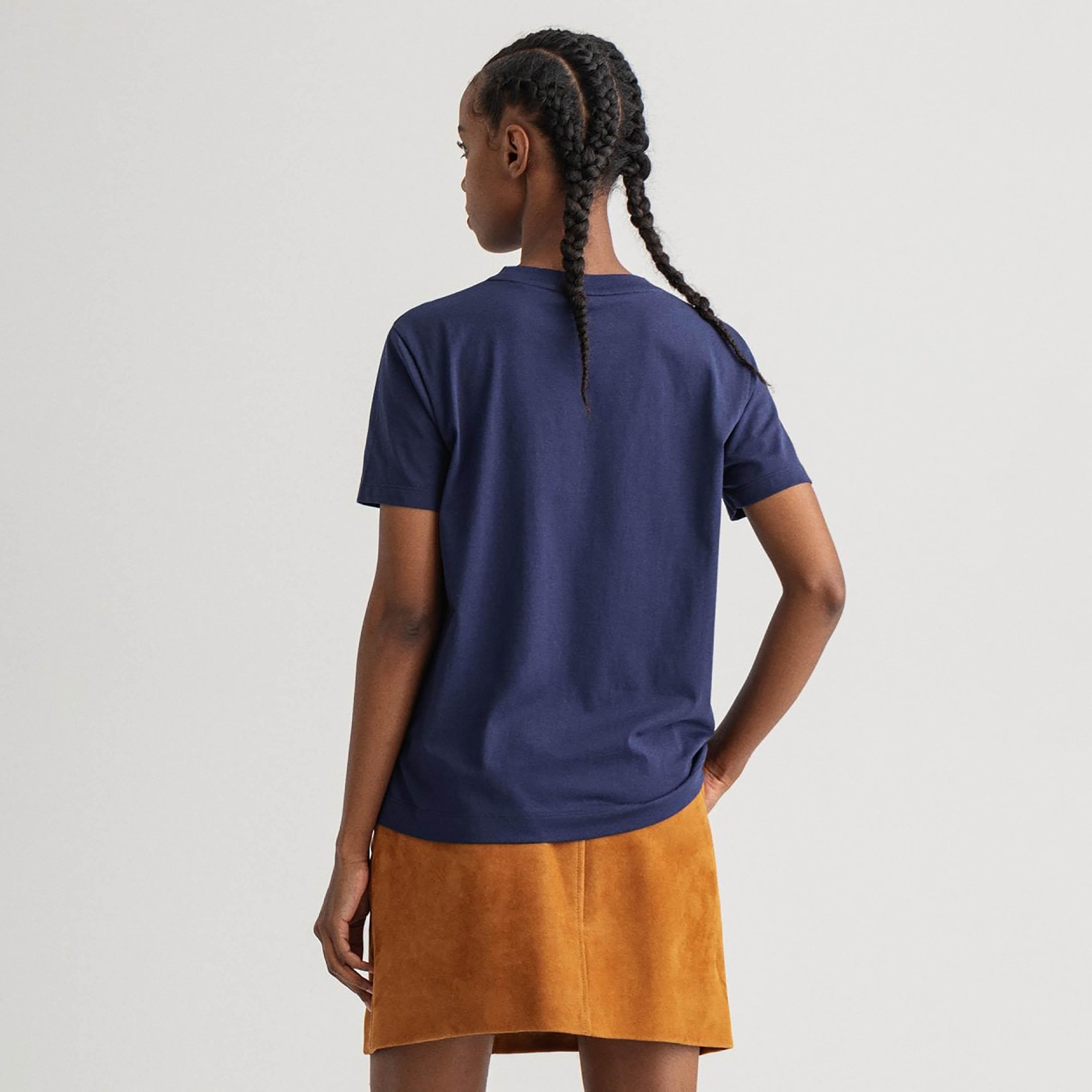 Gant Embroidered Shield Logo Round Neck Short Sleeves Women's T-Shirt-women-clothing-tshirts-image-4