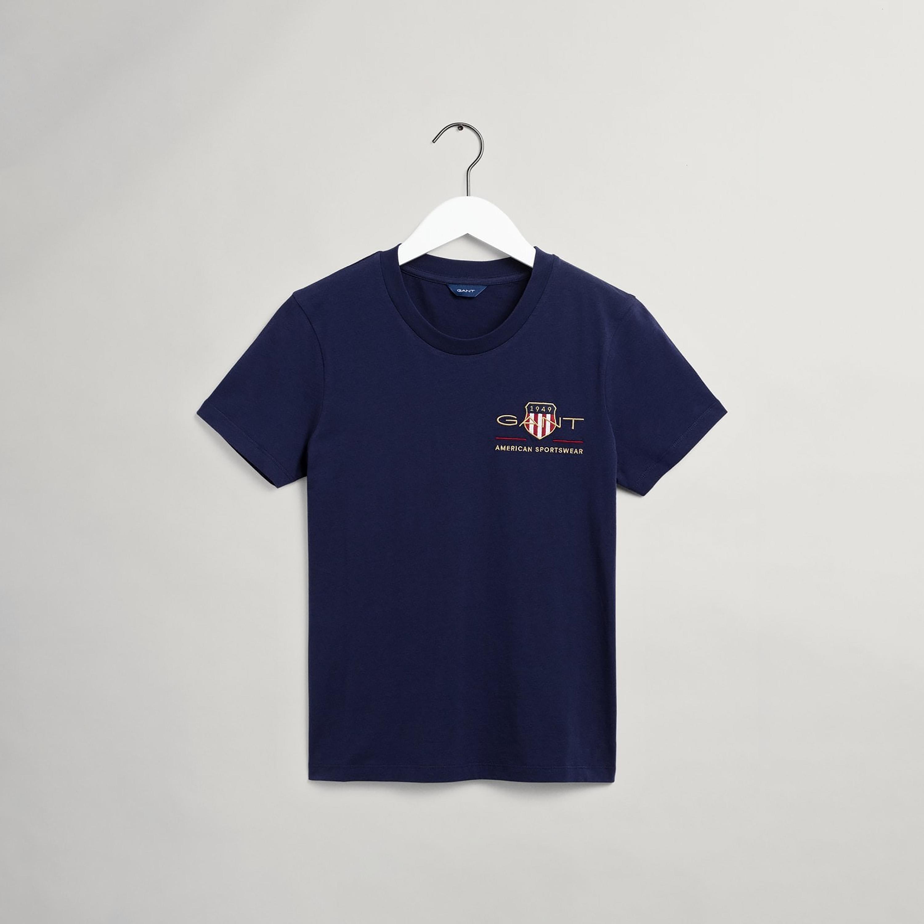 Gant Embroidered Shield Logo Round Neck Short Sleeves Women's T-Shirt-women-clothing-tshirts-image-5