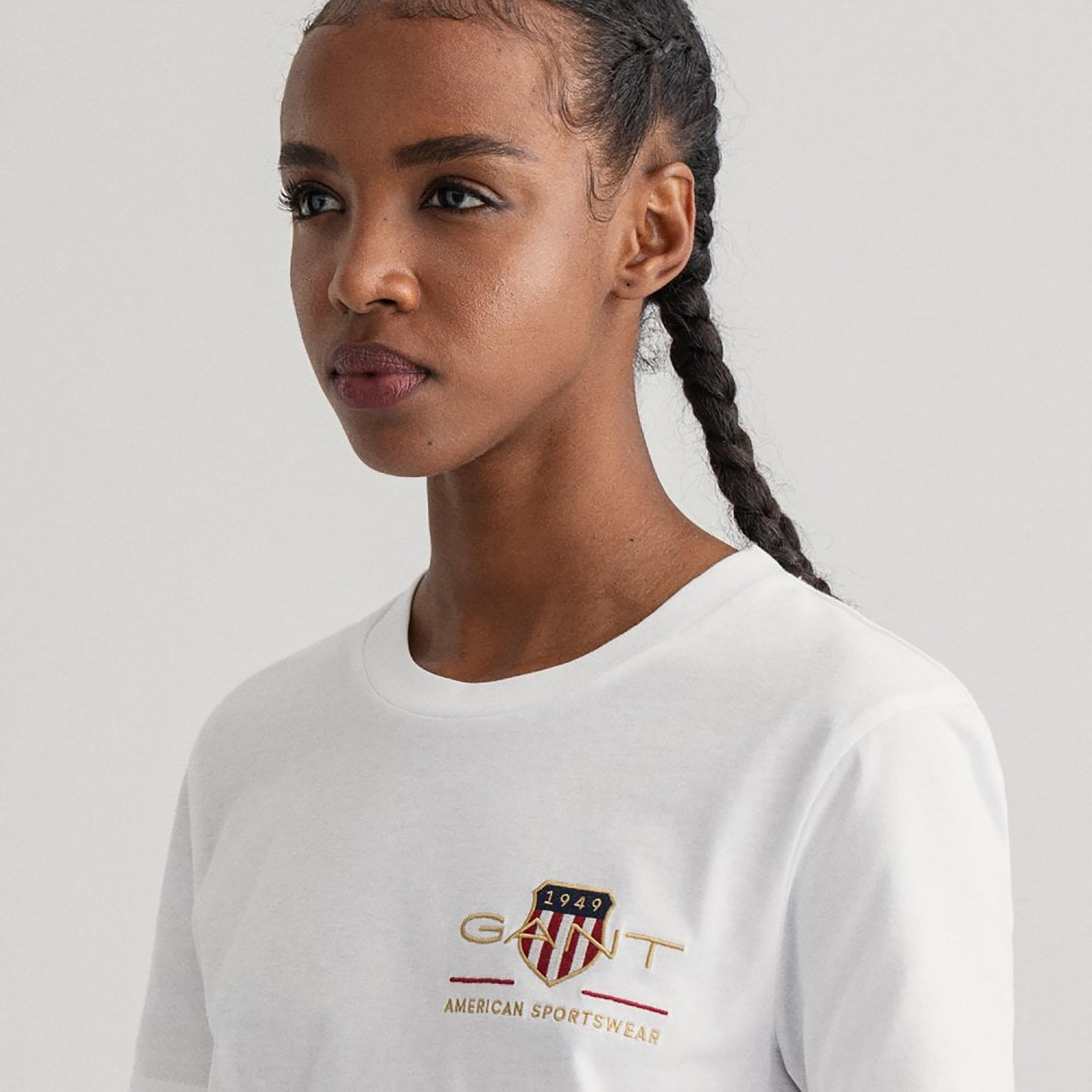 Gant Embroidered Shield Logo Round Neck Short Sleeves Women's T-Shirt-women-clothing-tshirts-image-8