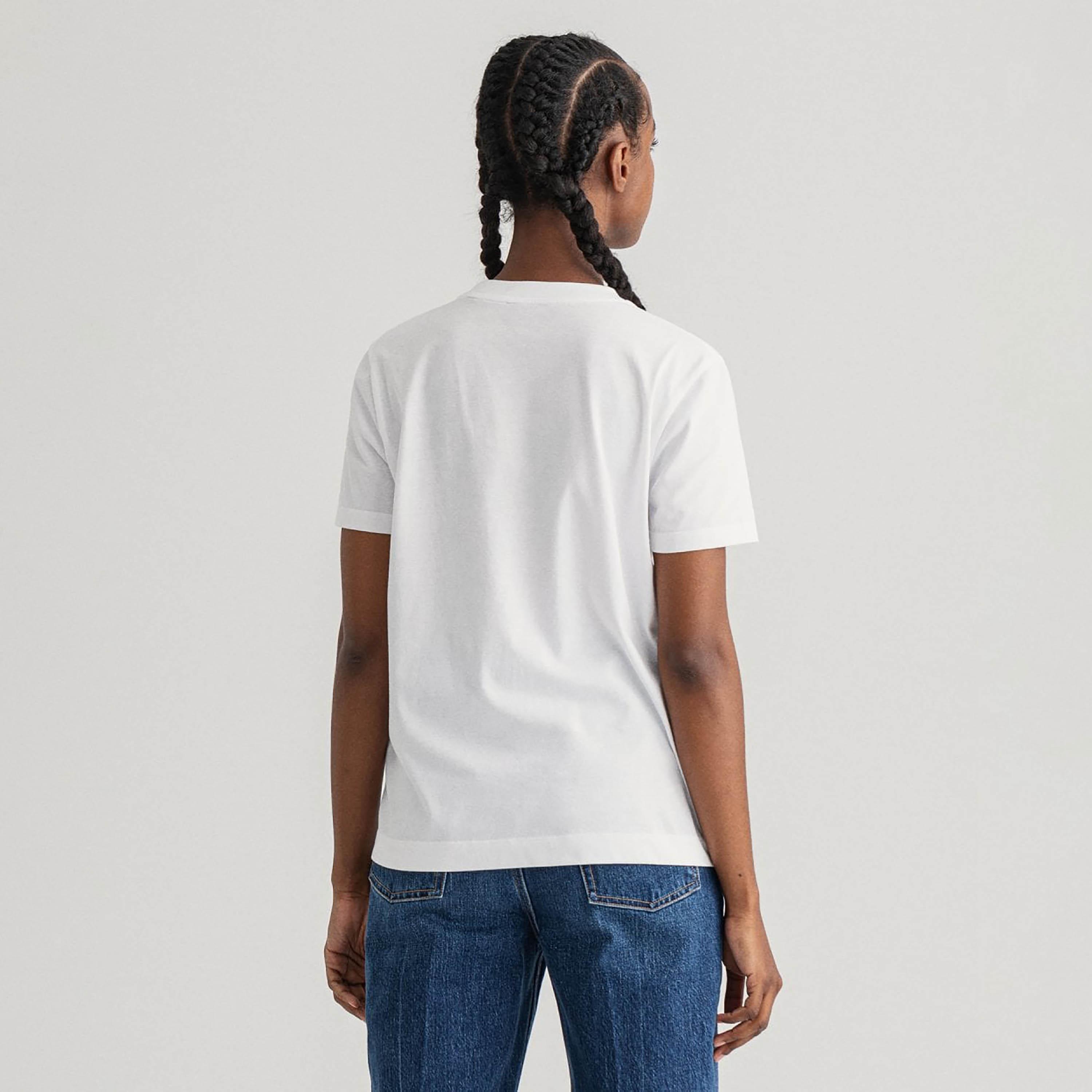 Gant Embroidered Shield Logo Round Neck Short Sleeves Women's T-Shirt-women-clothing-tshirts-image-9