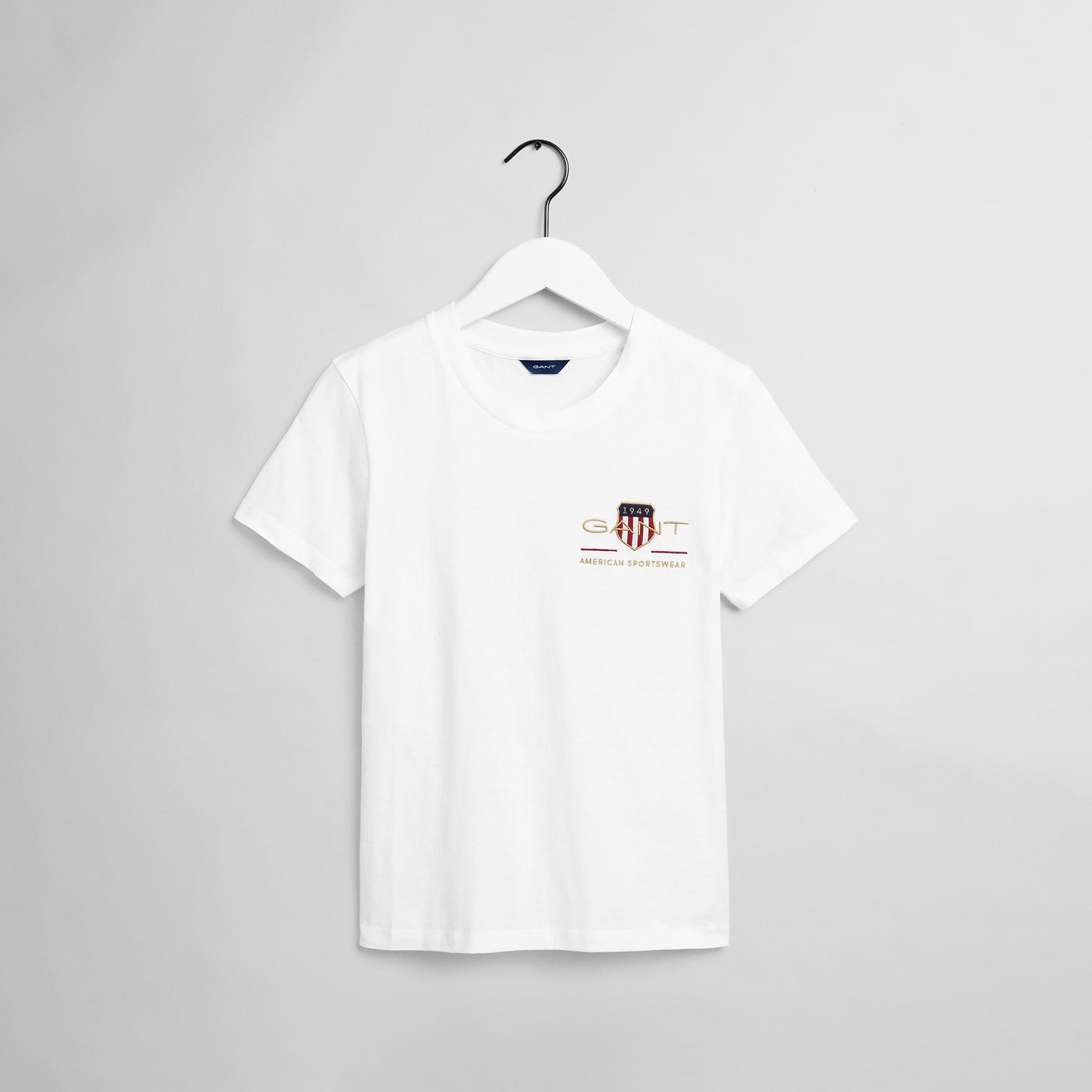 Gant Embroidered Shield Logo Round Neck Short Sleeves Women's T-Shirt-women-clothing-tshirts-image-10