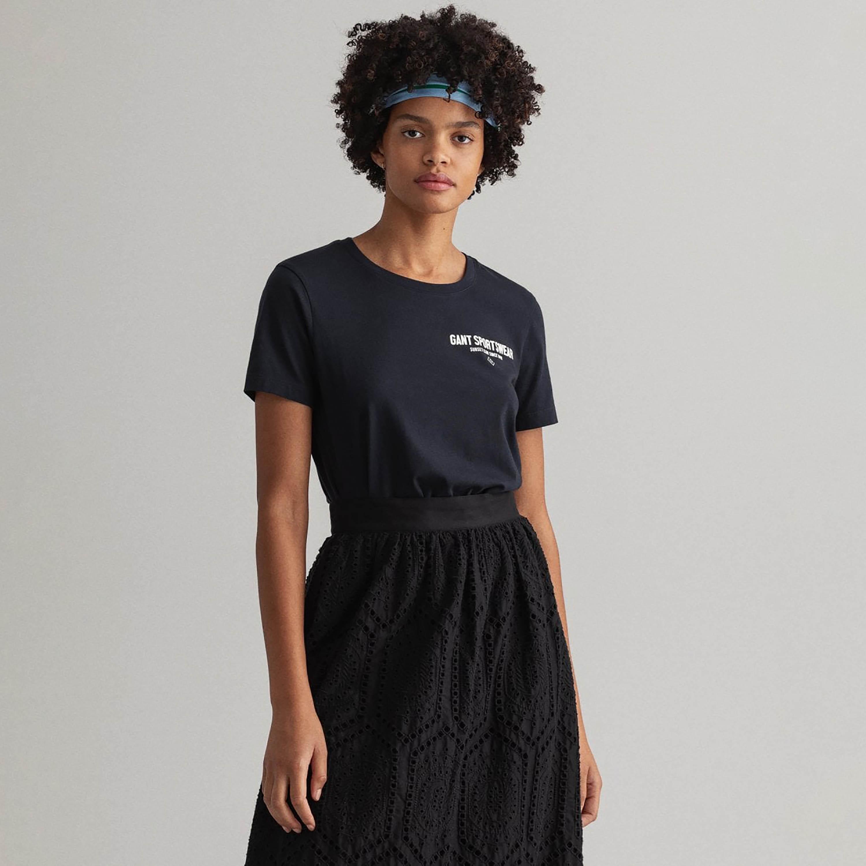 Gant Printed Round Neck Short Sleeves Women's T-Shirt-women-clothing-tshirts-image-1