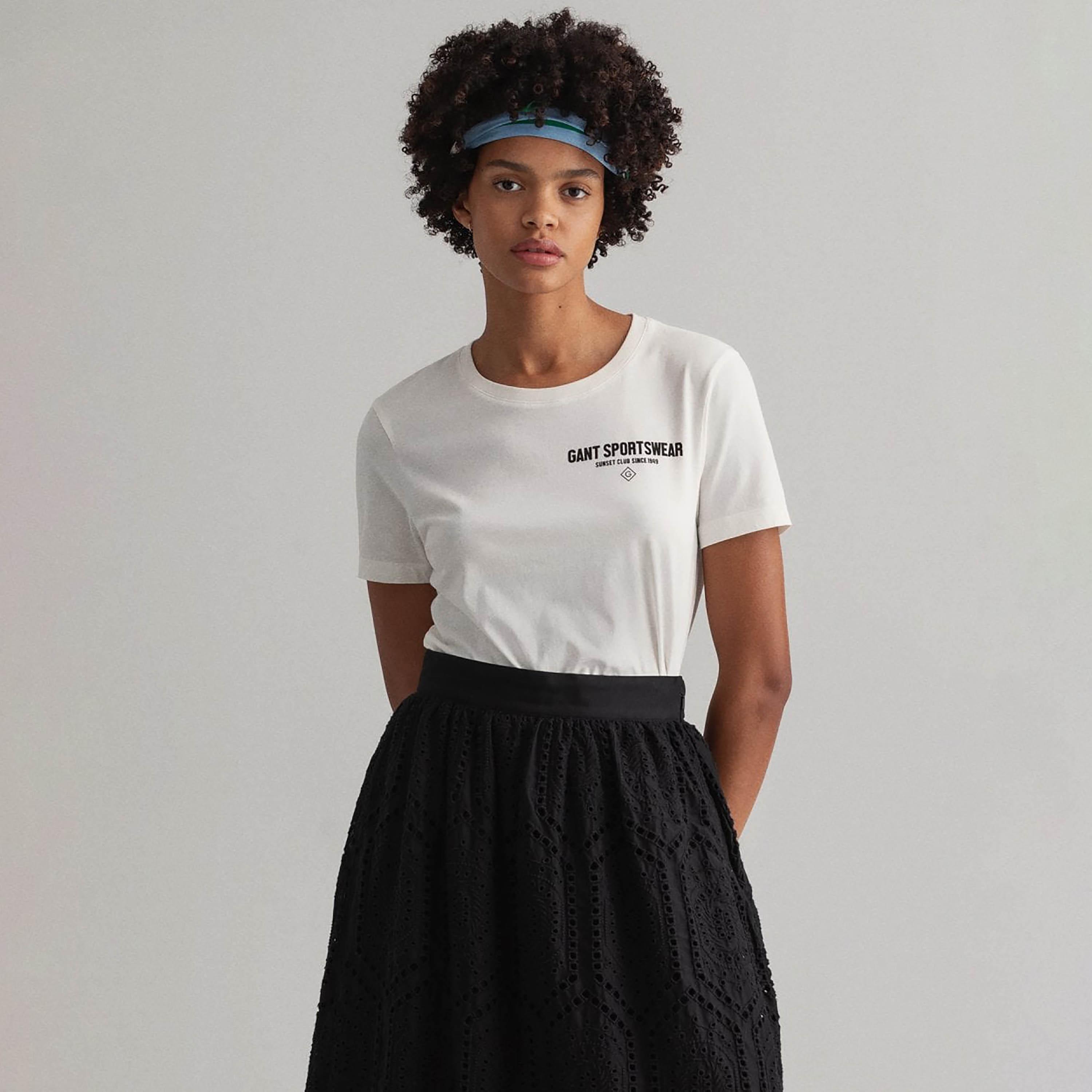 Gant Printed Round Neck Short Sleeves Women's T-Shirt-women-clothing-tshirts-image-6