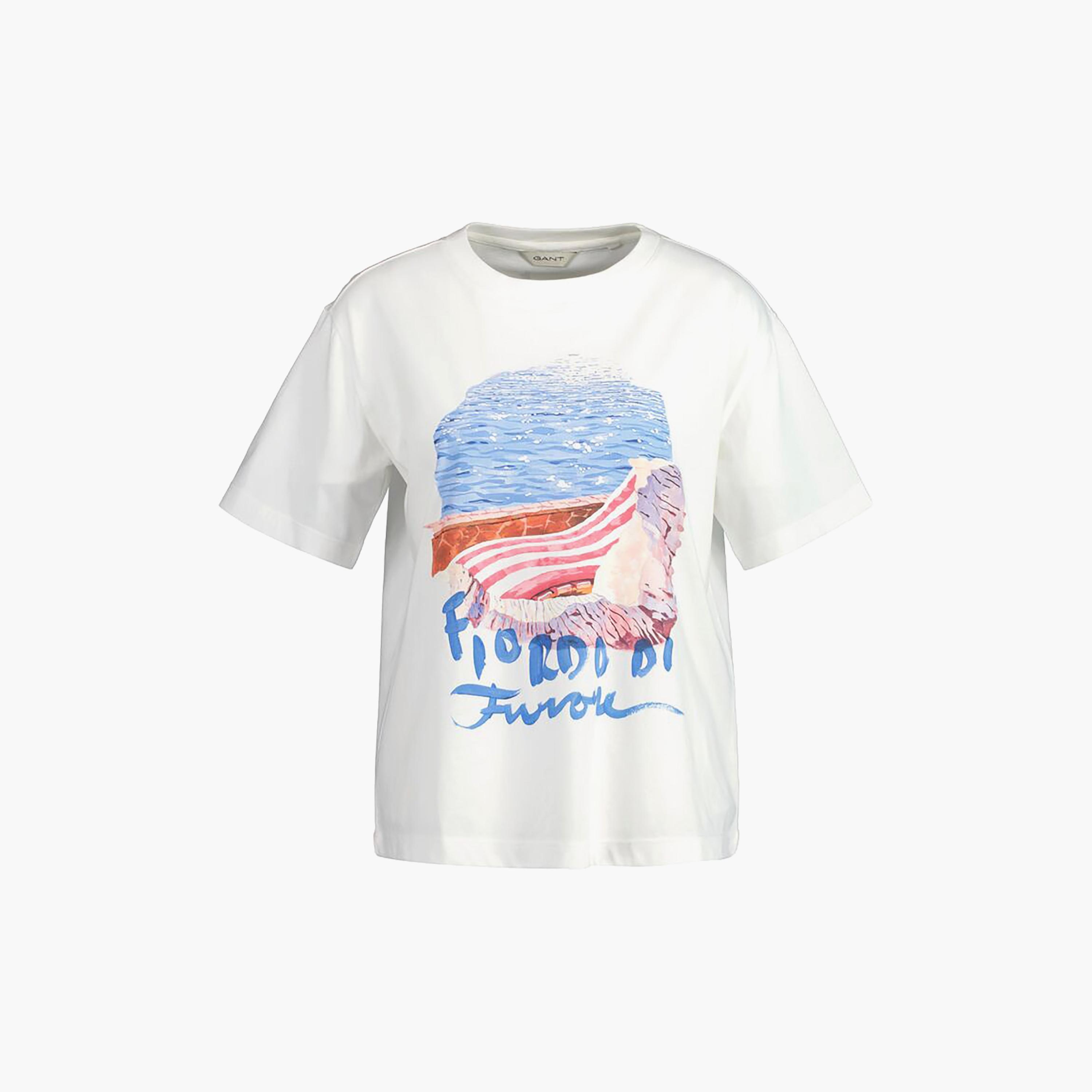 Gant Scenery Print Round Neck Short Sleeves Women's T-Shirt-women-clothing-tshirts-image-1