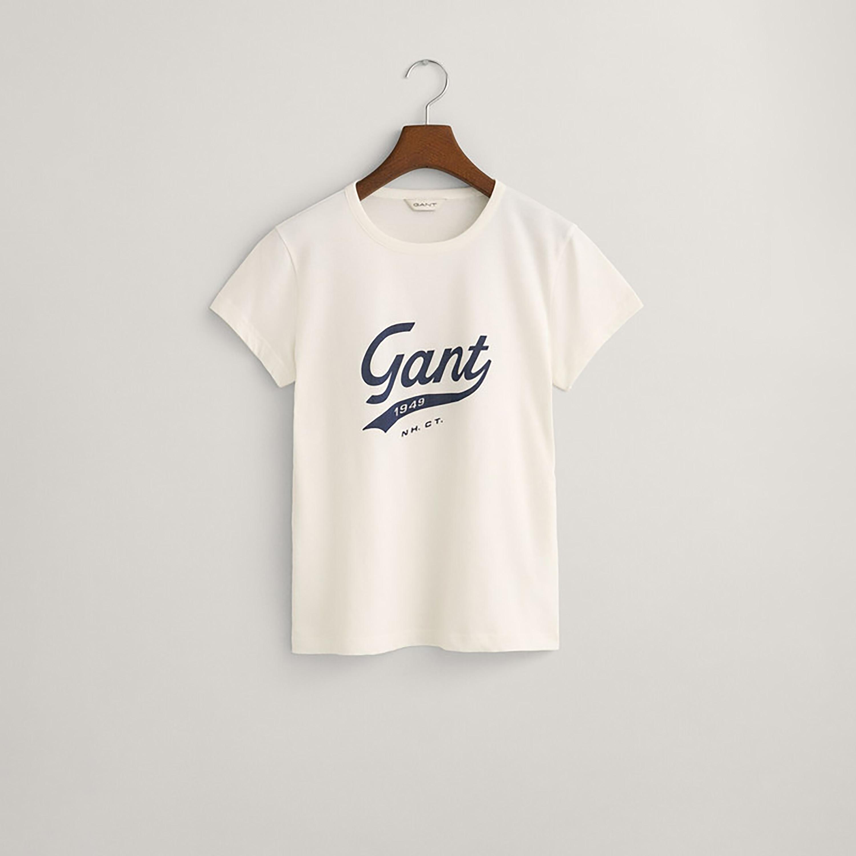 تي شيرت نسائي برقبة دائرية وأكمام قصيرة وطبعة شعار Gant-women-clothing-tshirts-image-2