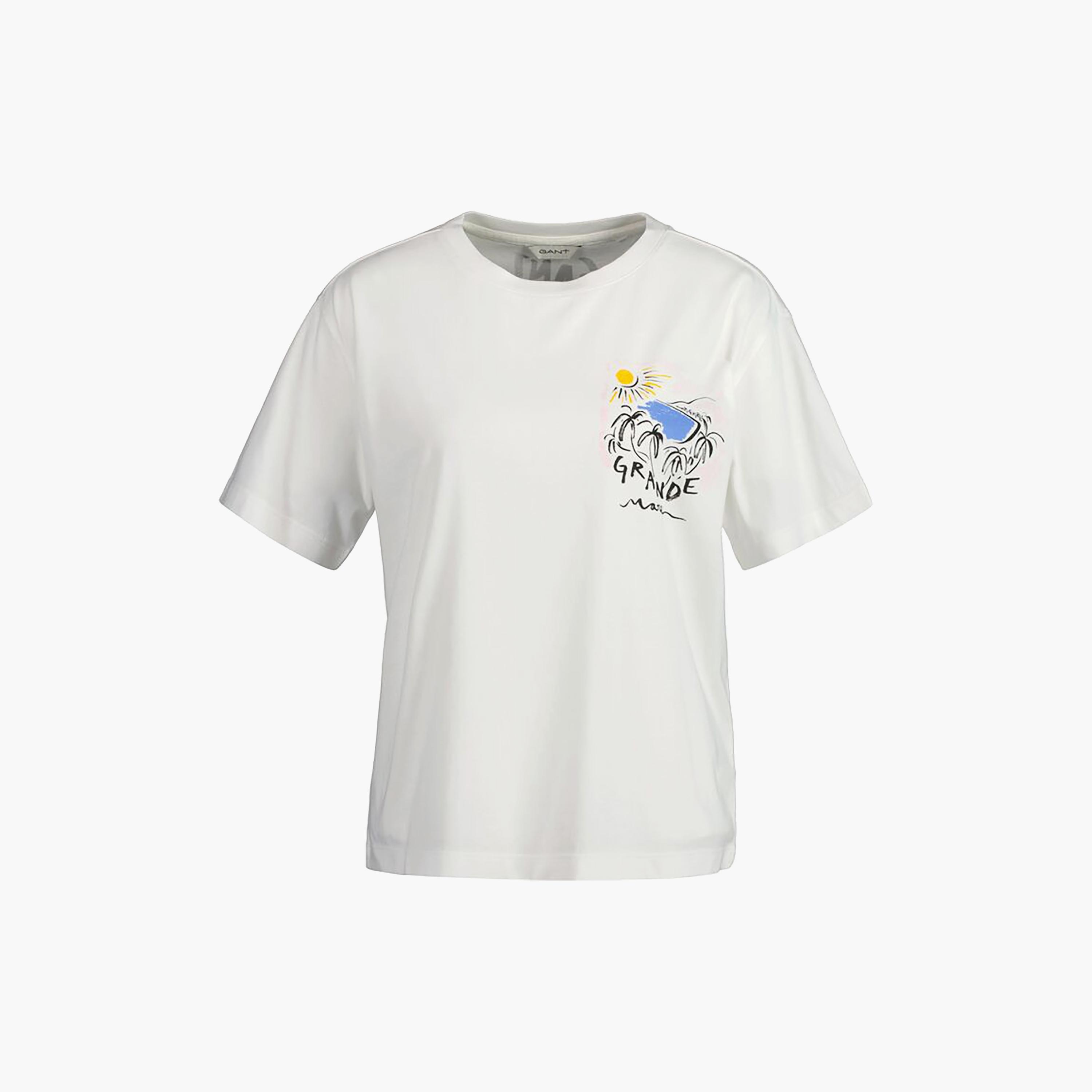 Gant Grande Mare Print Round Neck Short Sleeves Women's T-Shirt-women-clothing-tshirts-image-1
