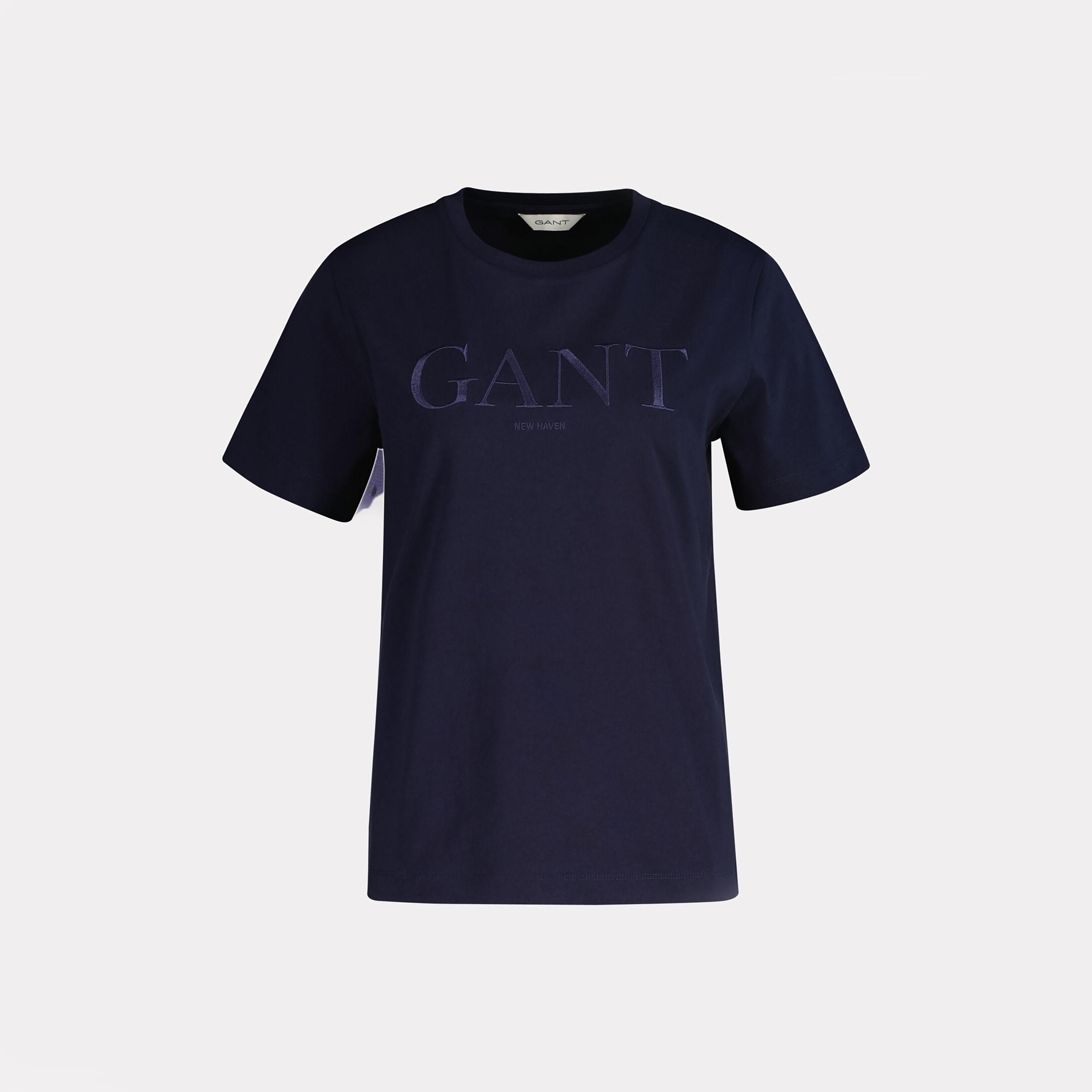 Gant Embroidered Logo Crew Neck Short Sleeves Women's T-Shirt-women-clothing-tshirts-image-3