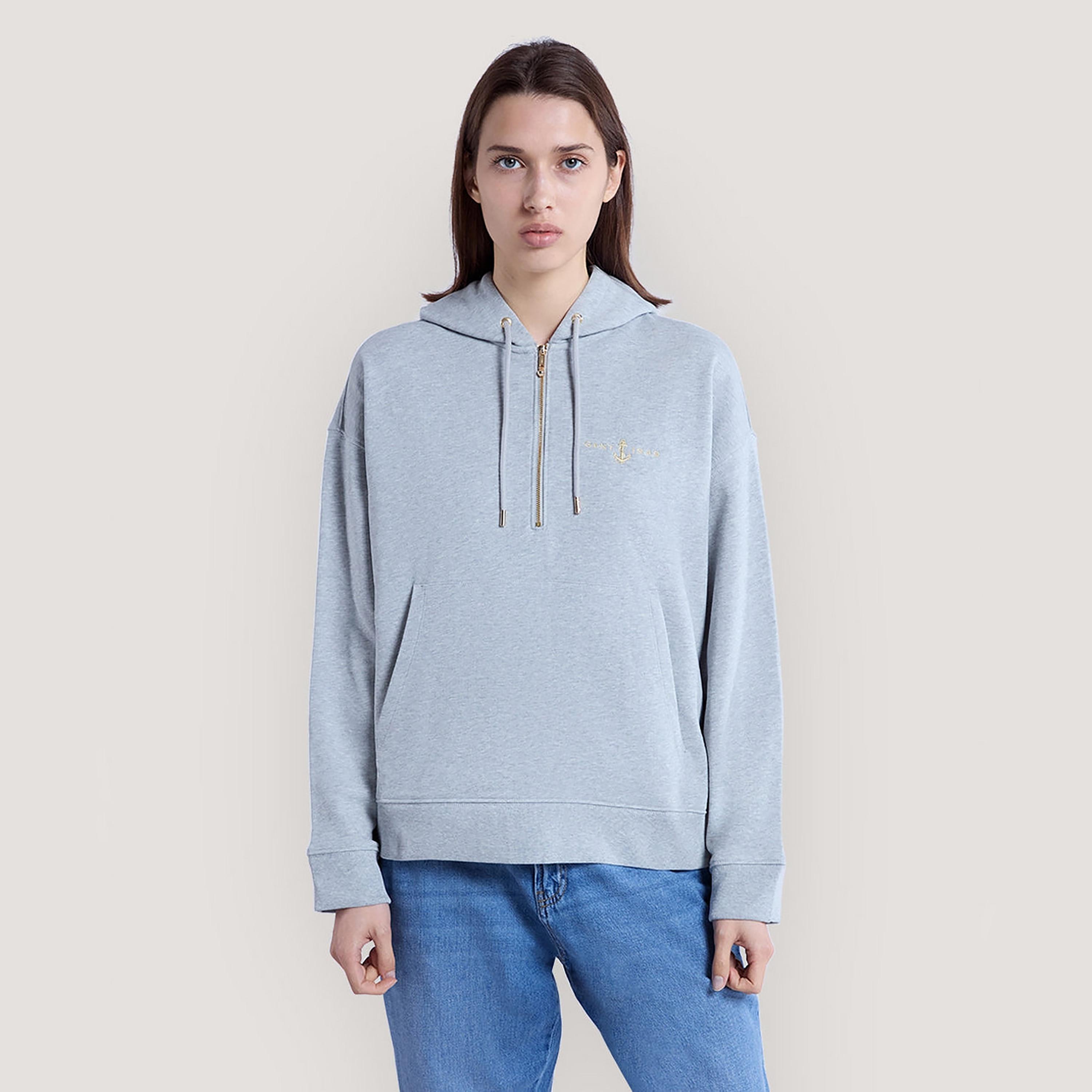 Gant Plain Long Sleeves Half Zip Women's Hoodie-women-clothing-hoodiesandsweatshirts-hoodies-image-1
