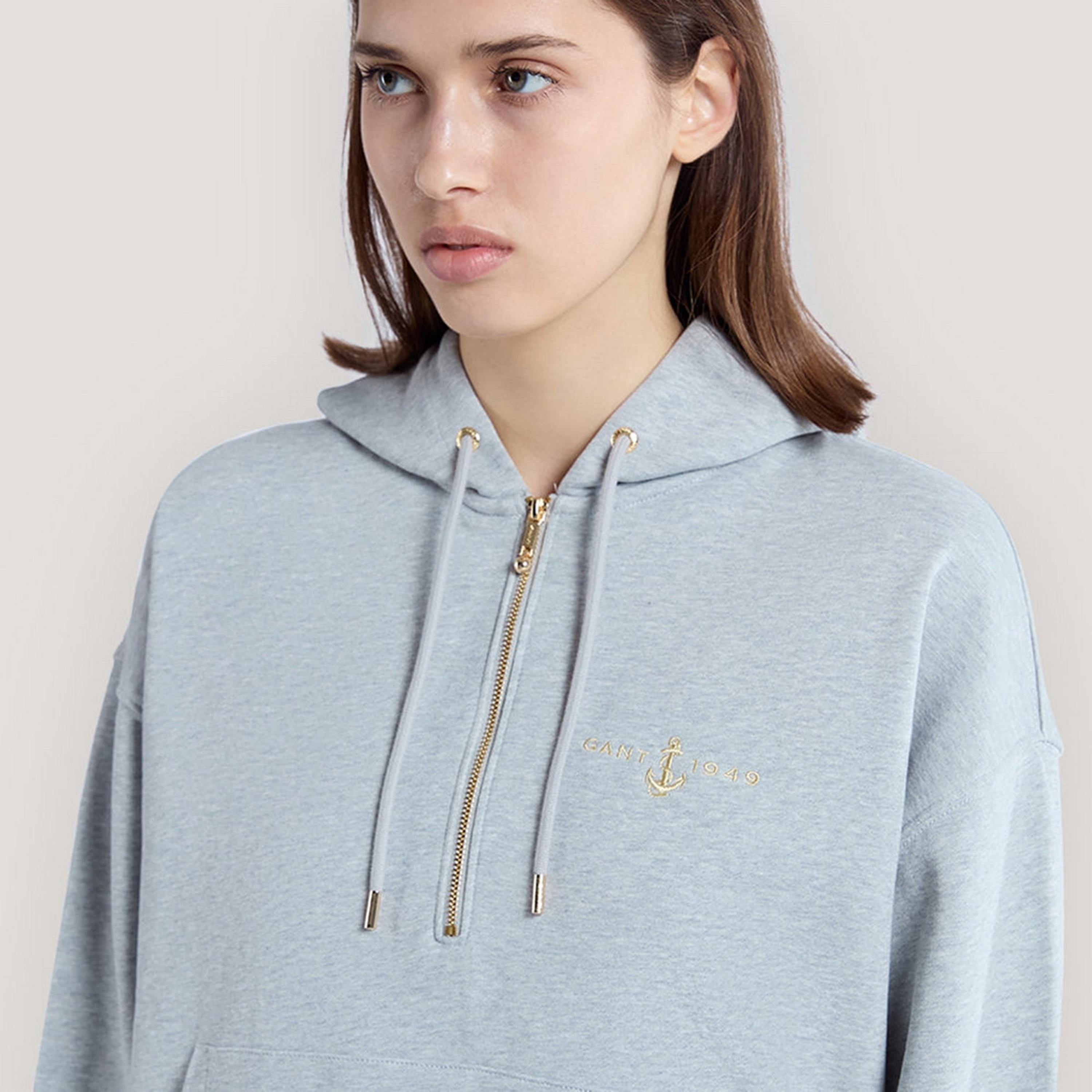 Gant Plain Long Sleeves Half Zip Women's Hoodie-women-clothing-hoodiesandsweatshirts-hoodies-image-3