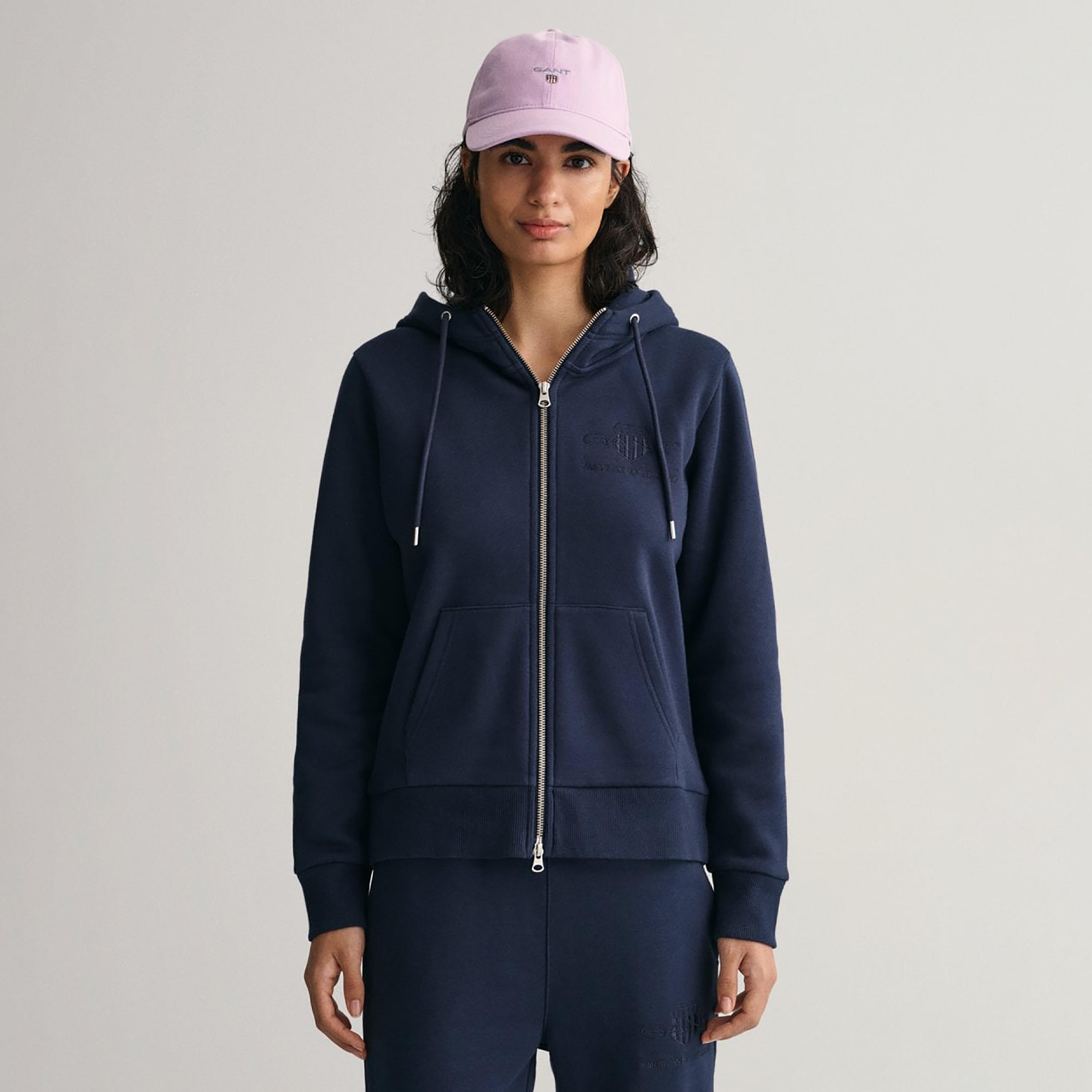 Gant Embroidered Logo Long Sleeves Zip-Through Hoodie with Split Pocket-women-winterwear-hoodiesandsweatshirts-hoodies-image-1