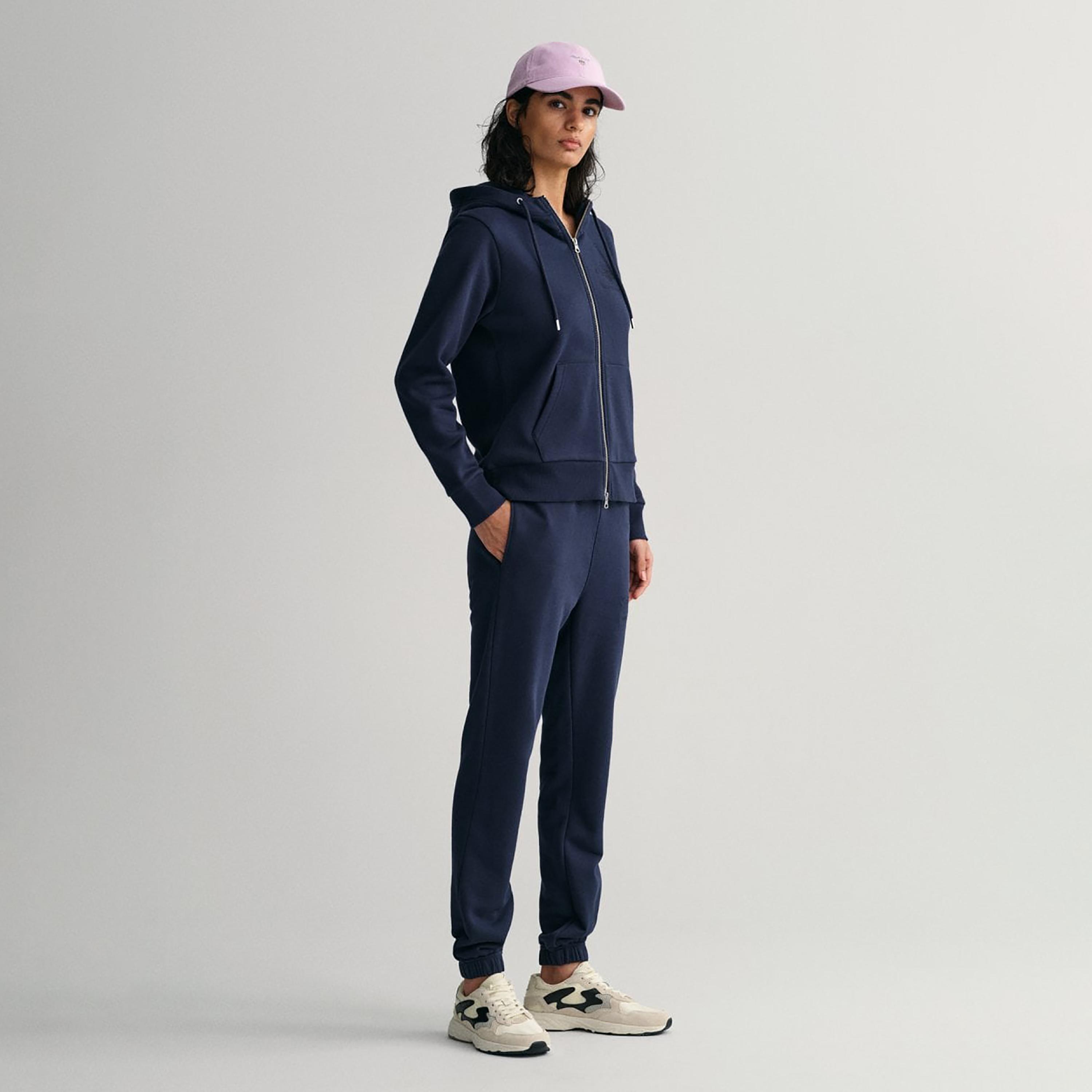 Gant Embroidered Logo Long Sleeves Zip-Through Hoodie with Split Pocket-women-winterwear-hoodiesandsweatshirts-hoodies-image-2