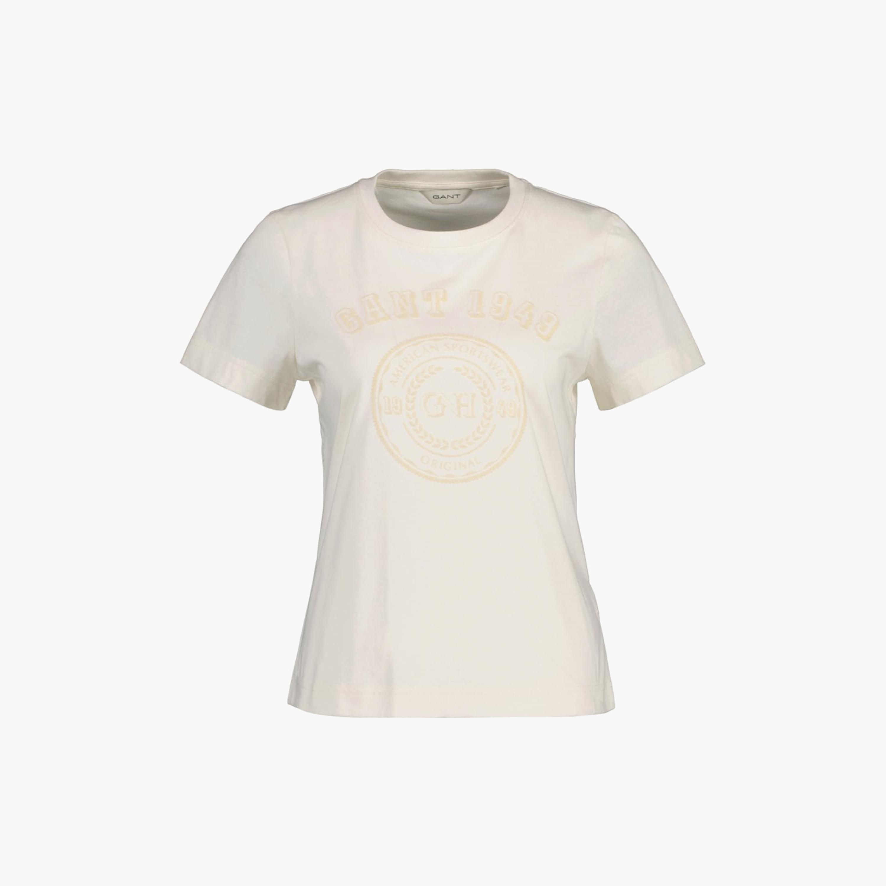 تي-شيرت من جانت لوجو طباعة طاقم الرقبة بأكمام قصيرة ورقبة دائرية-women-clothing-tshirts-image-1