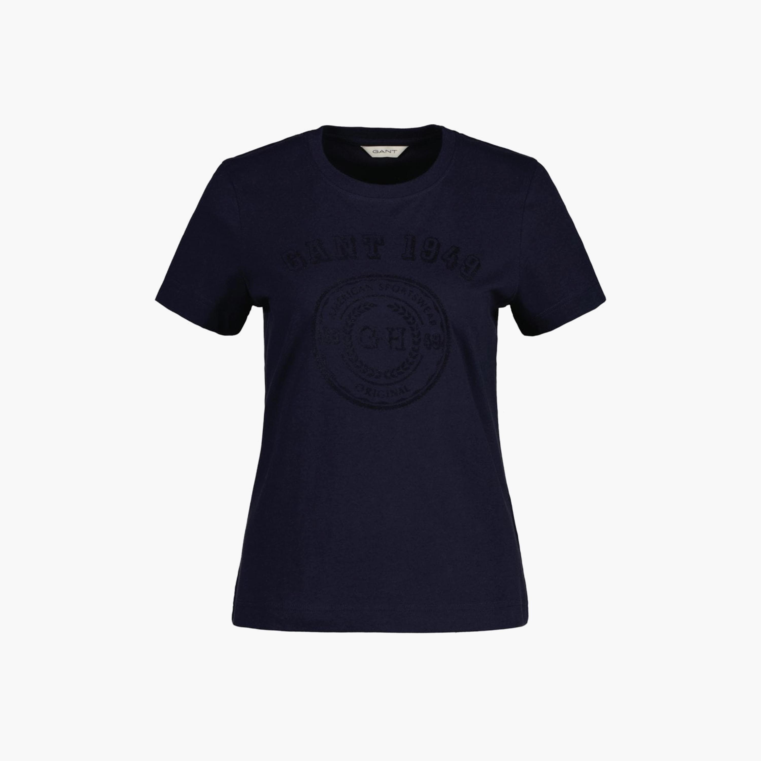 تي-شيرت من جانت لوجو طباعة طاقم الرقبة بأكمام قصيرة ورقبة دائرية-women-clothing-tshirts-image-1