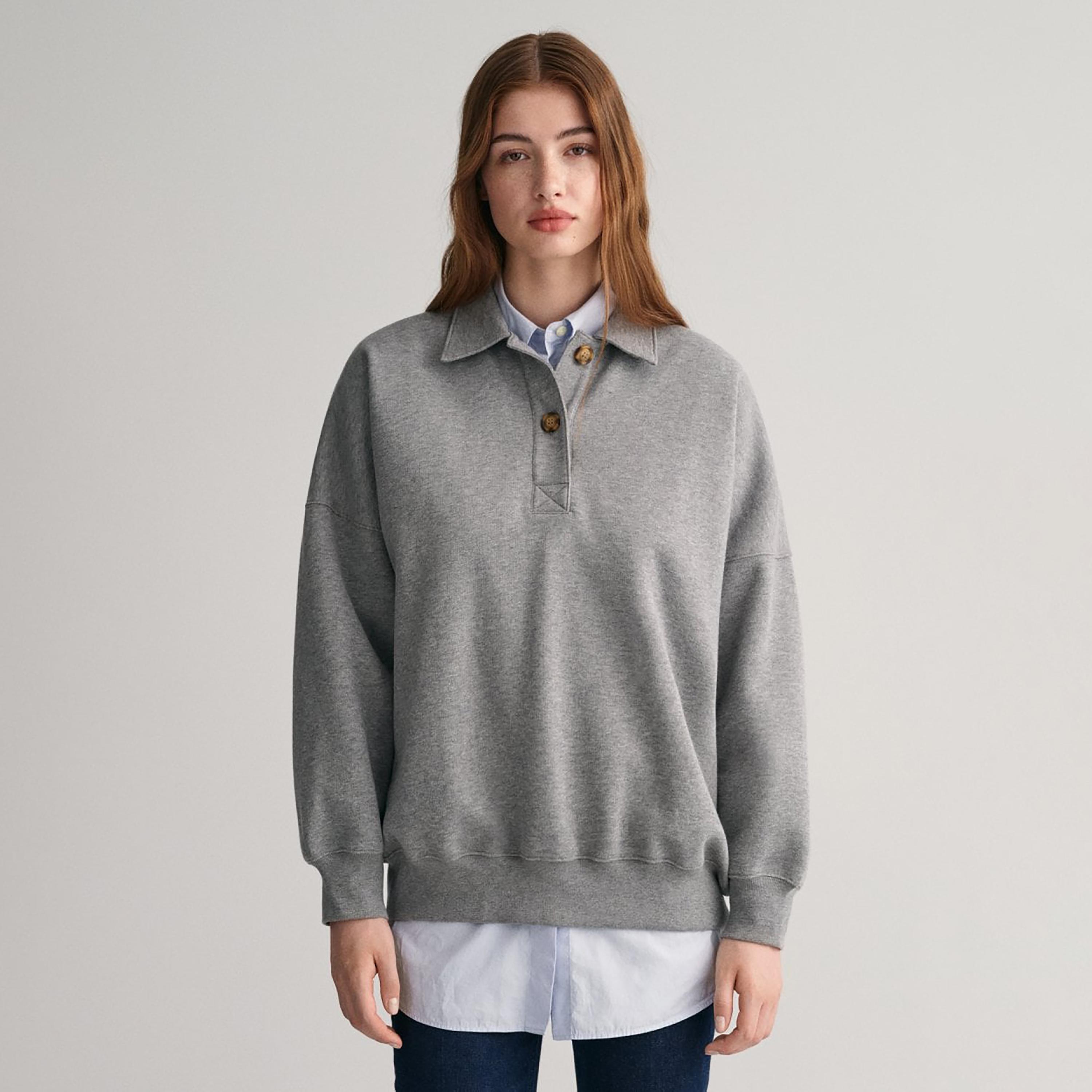 Gant Plain Collared Long Sleeves Oversized Rugger-women-clothing-tshirts-image-1