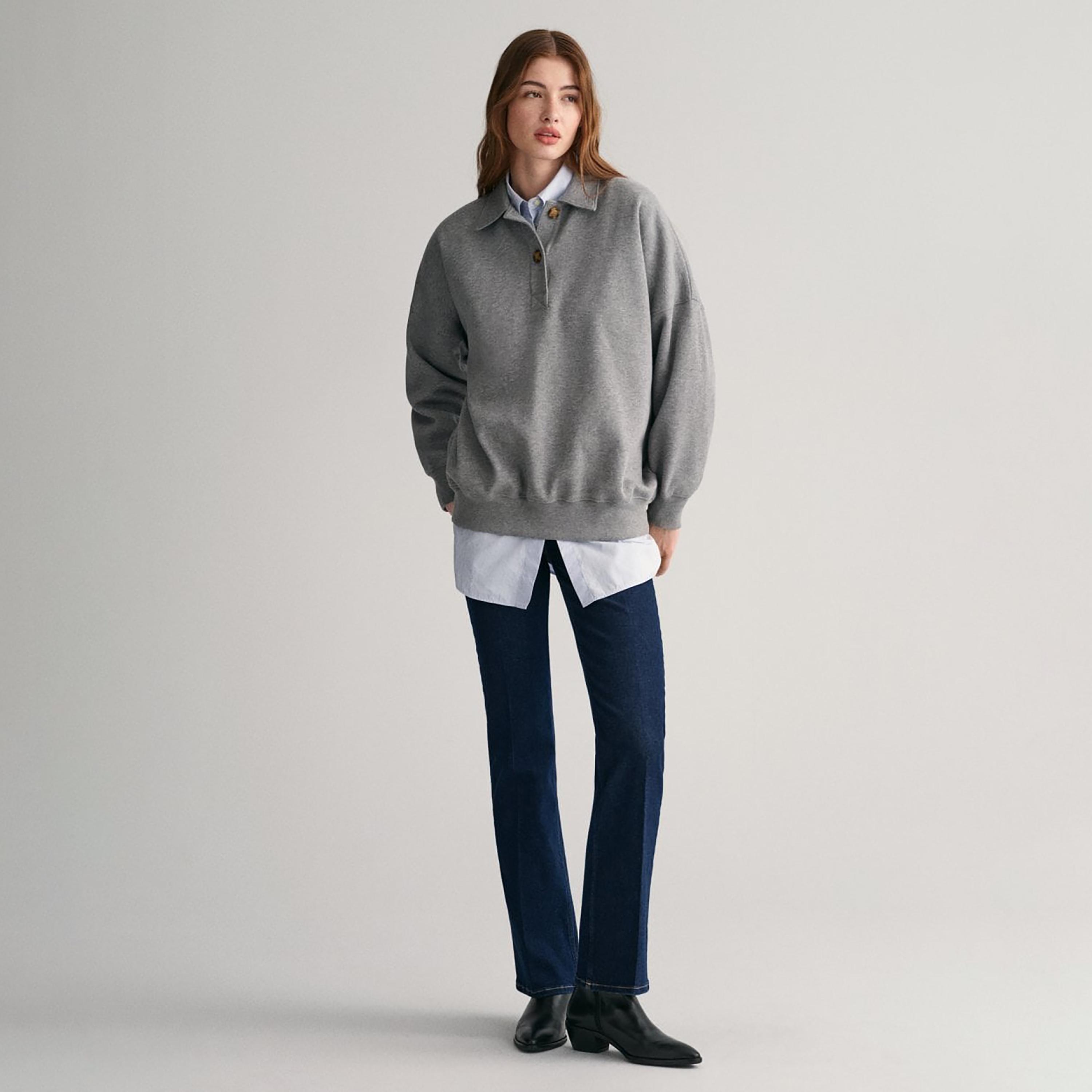 Gant Plain Collared Long Sleeves Oversized Rugger-women-clothing-tshirts-image-2