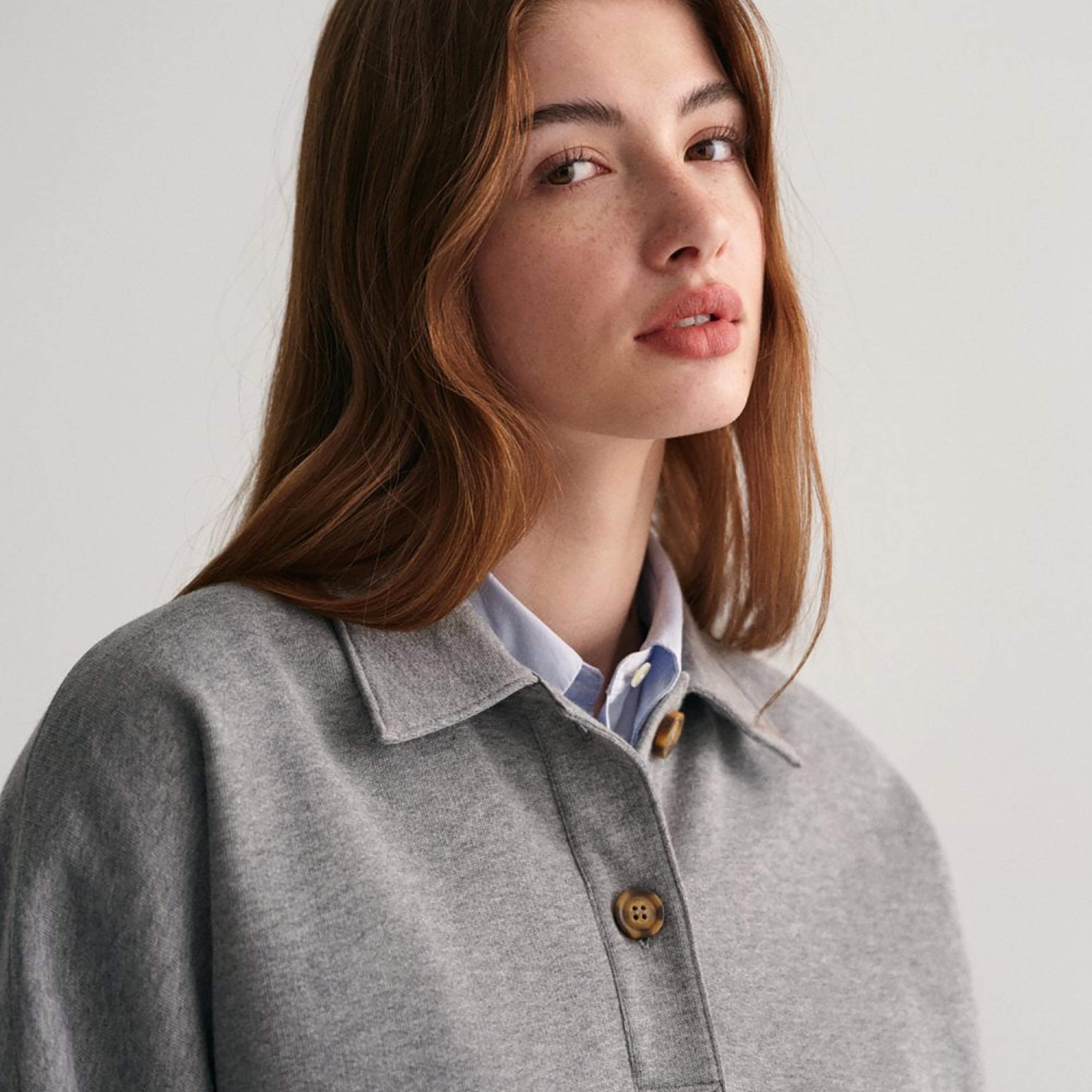 Gant Plain Collared Long Sleeves Oversized Rugger-women-clothing-tshirts-image-3