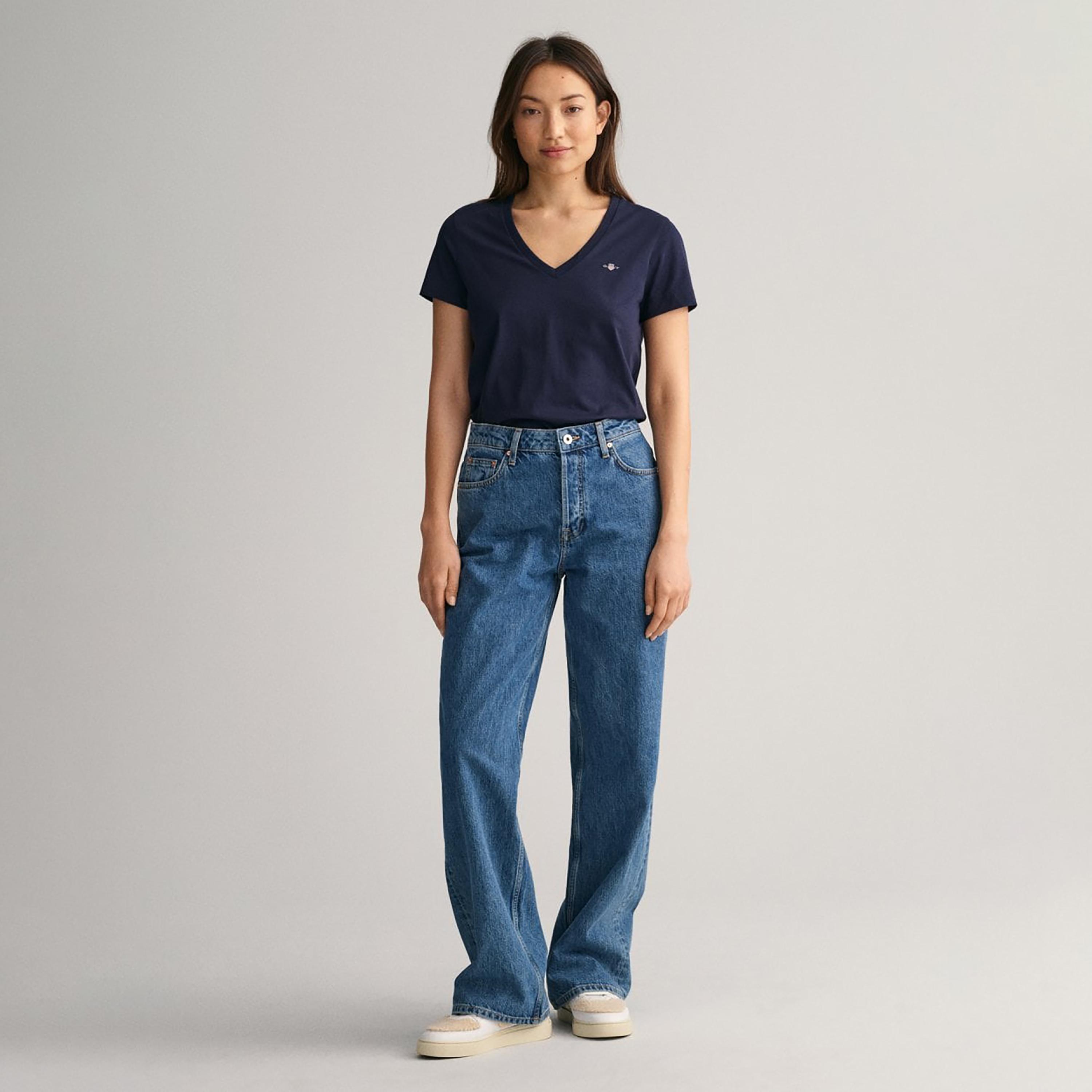 Gant Logo Detail V-Neck Short Sleeves T-Shirt-women-clothing-tshirts-image-2