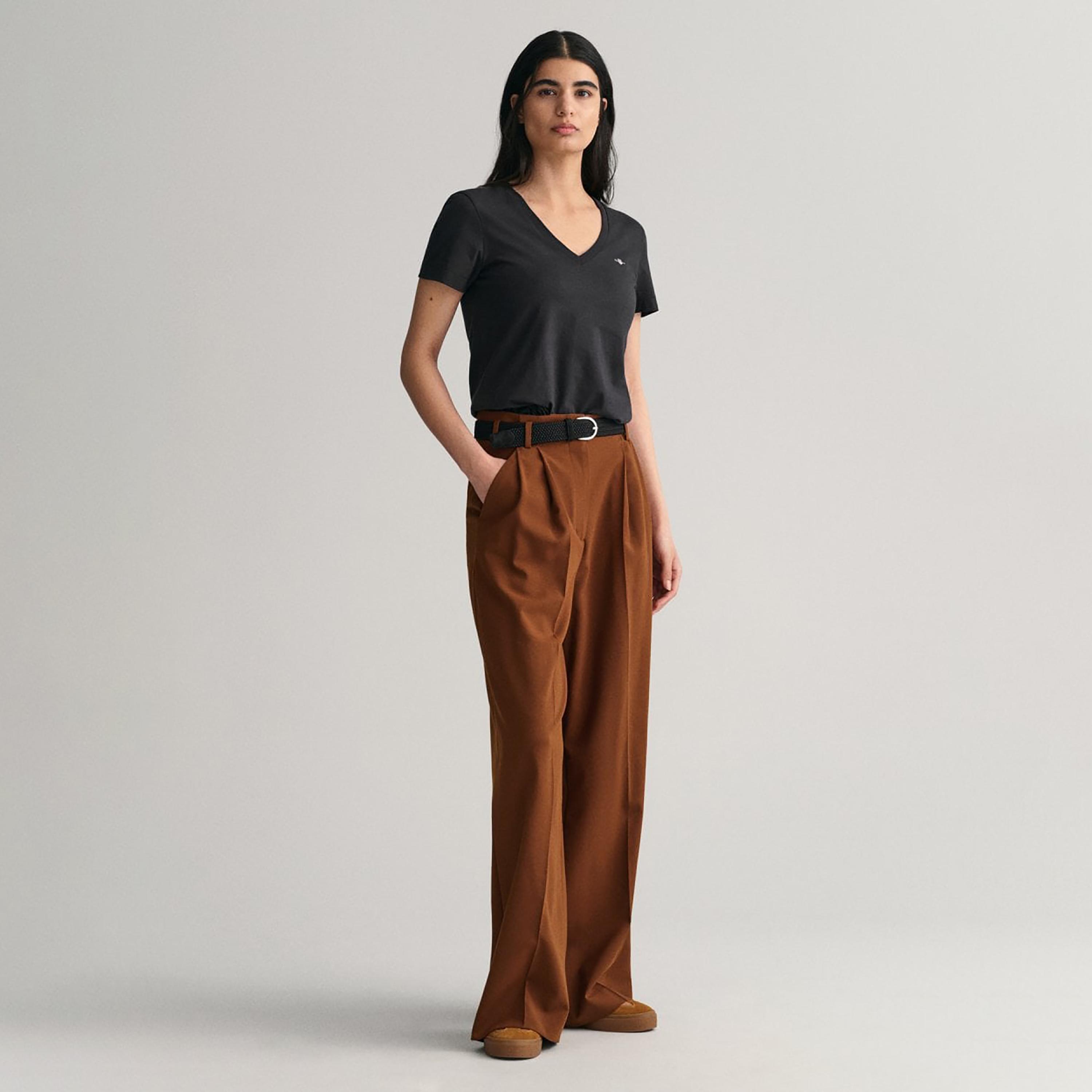 Gant Logo Detail V-Neck Short Sleeves T-Shirt-women-clothing-tshirts-image-2