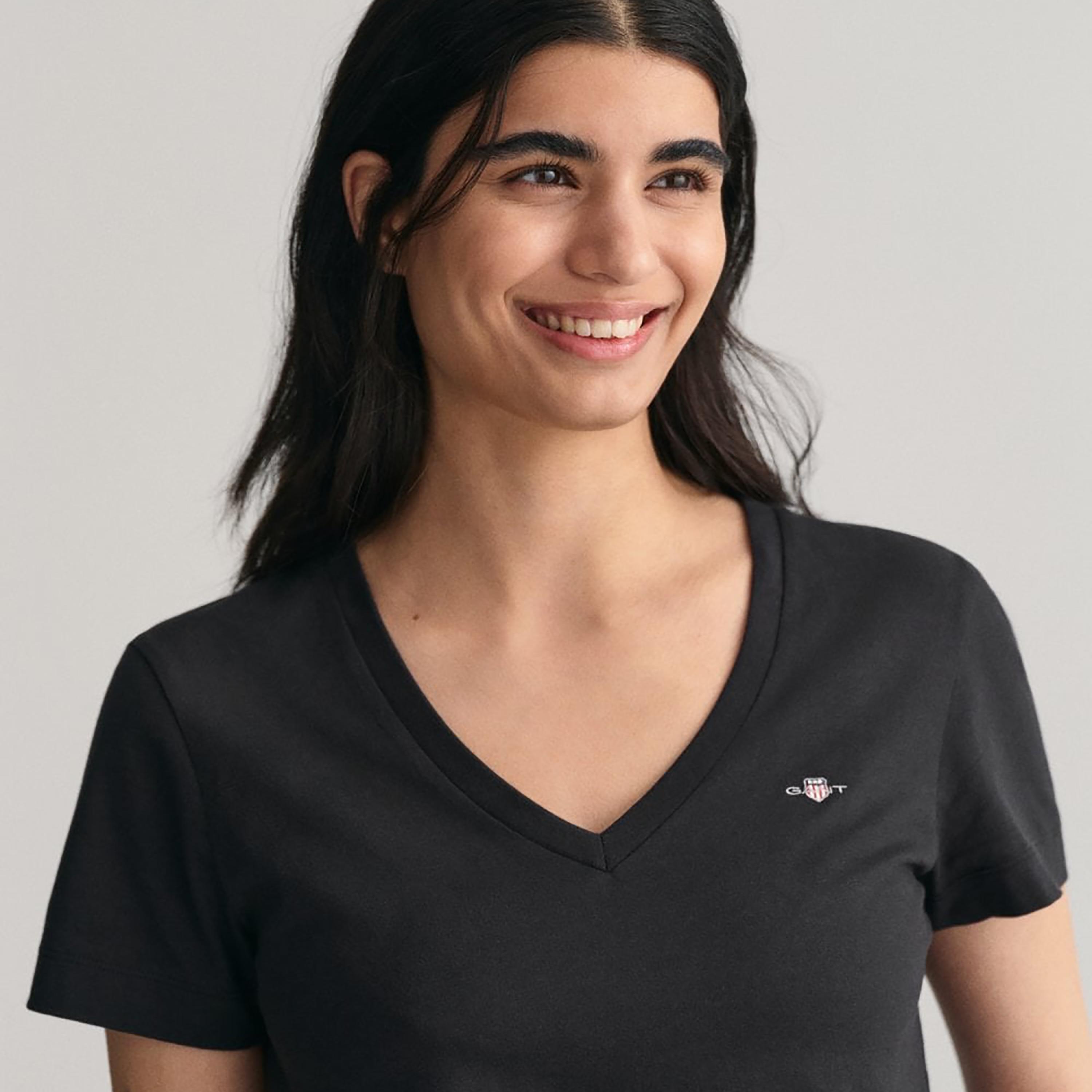 تي-شيرت جانت لوجو بأكمام قصيرة والرقبة الخامسة-women-clothing-tshirts-image-3
