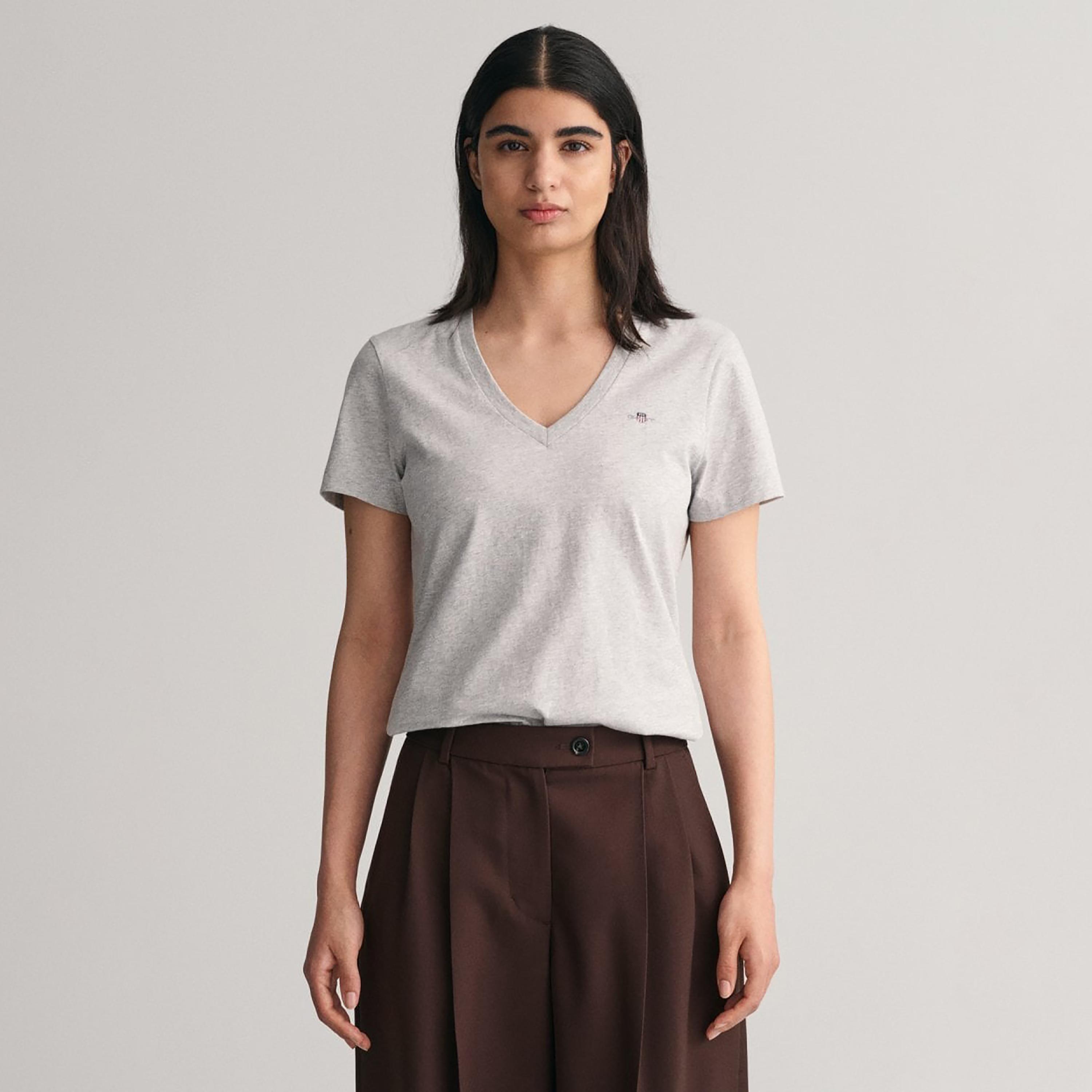 تي-شيرت جانت لوجو بأكمام قصيرة والرقبة الخامسة-women-clothing-tshirts-image-1