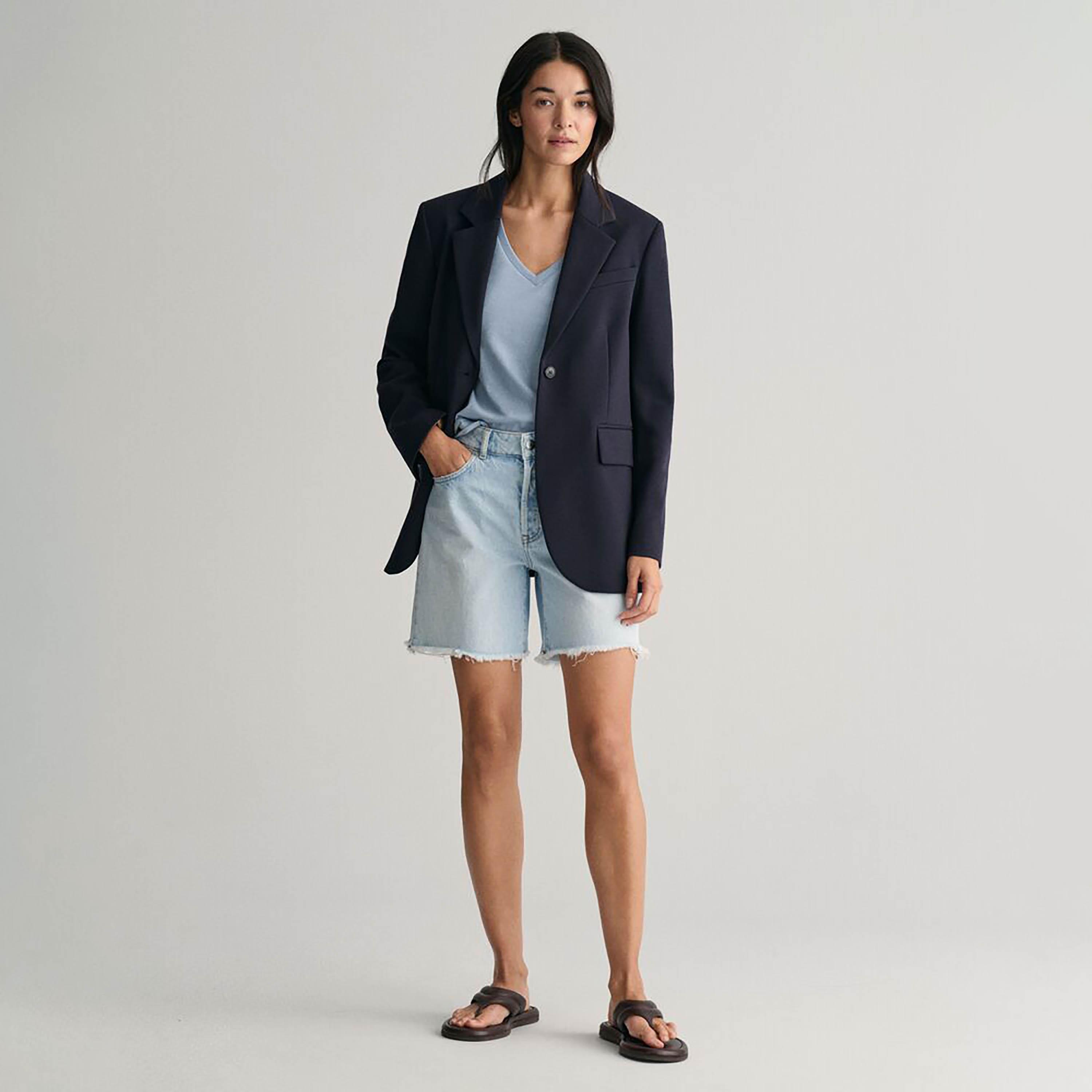 Gant Plain V-Neck Short Sleeves Women's T-Shirt-women-clothing-tshirts-image-6