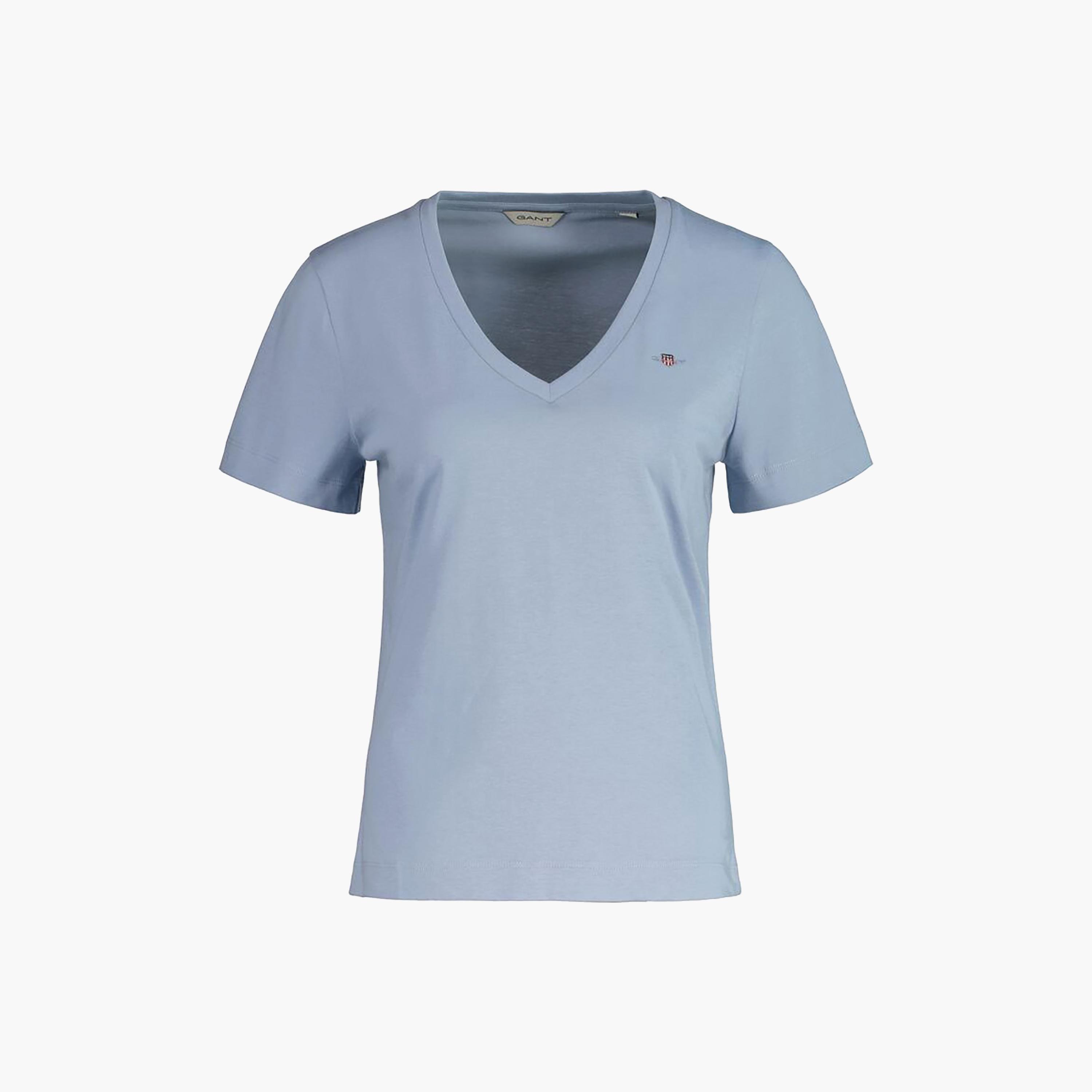 Gant Plain V-Neck Short Sleeves Women's T-Shirt-women-clothing-tshirts-image-8
