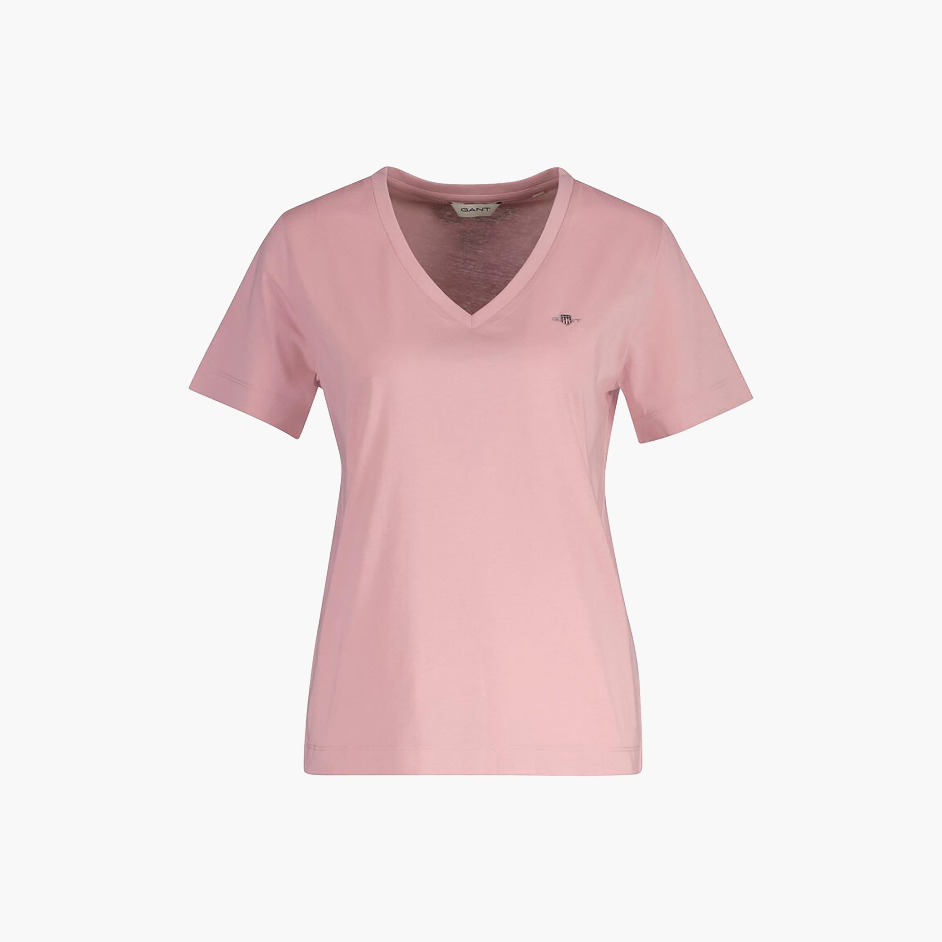 Gant Plain V-Neck Short Sleeves Women's T-Shirt-women-clothing-tshirts-image-12