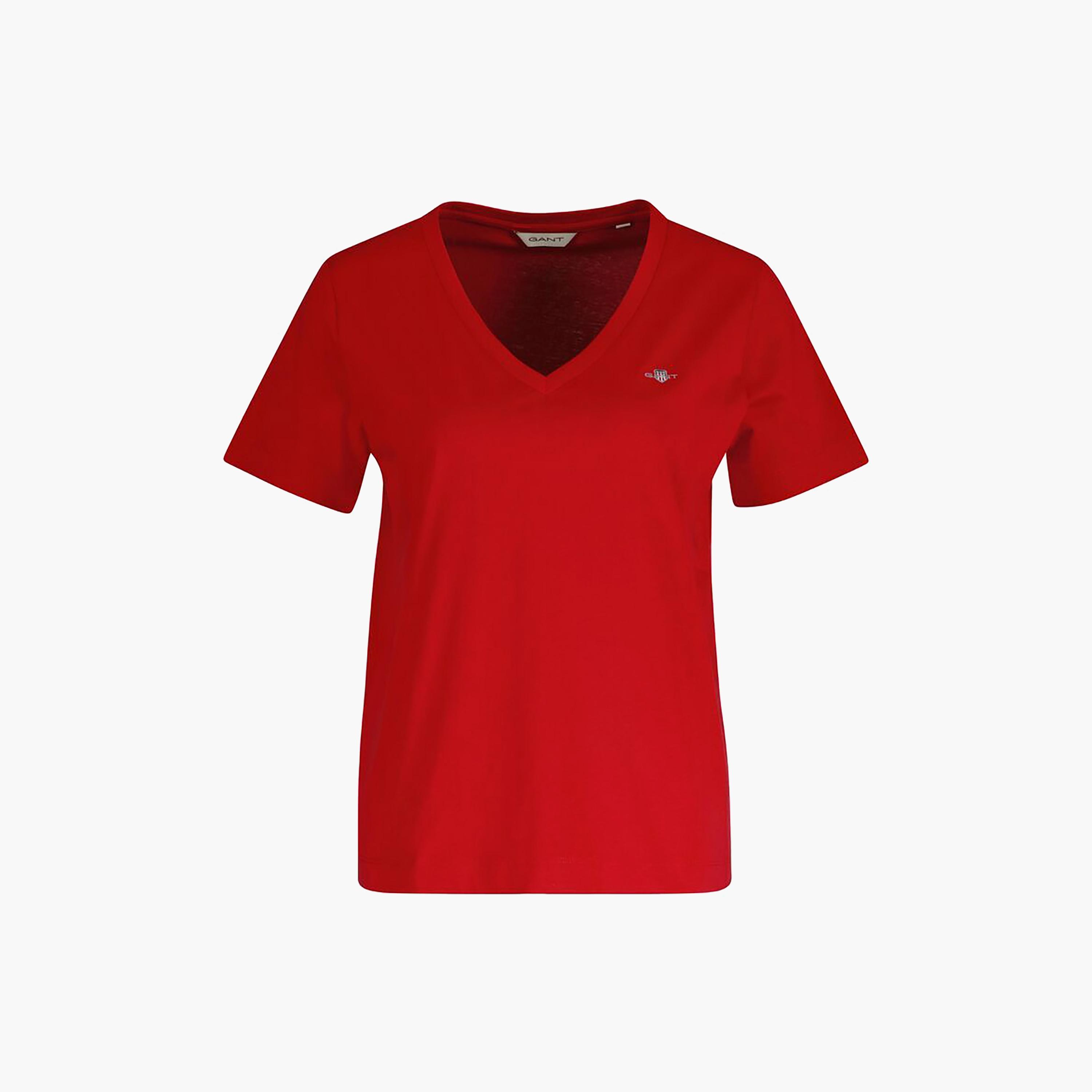 Gant Plain V-Neck Short Sleeves Women's T-Shirt-women-clothing-tshirts-image-10