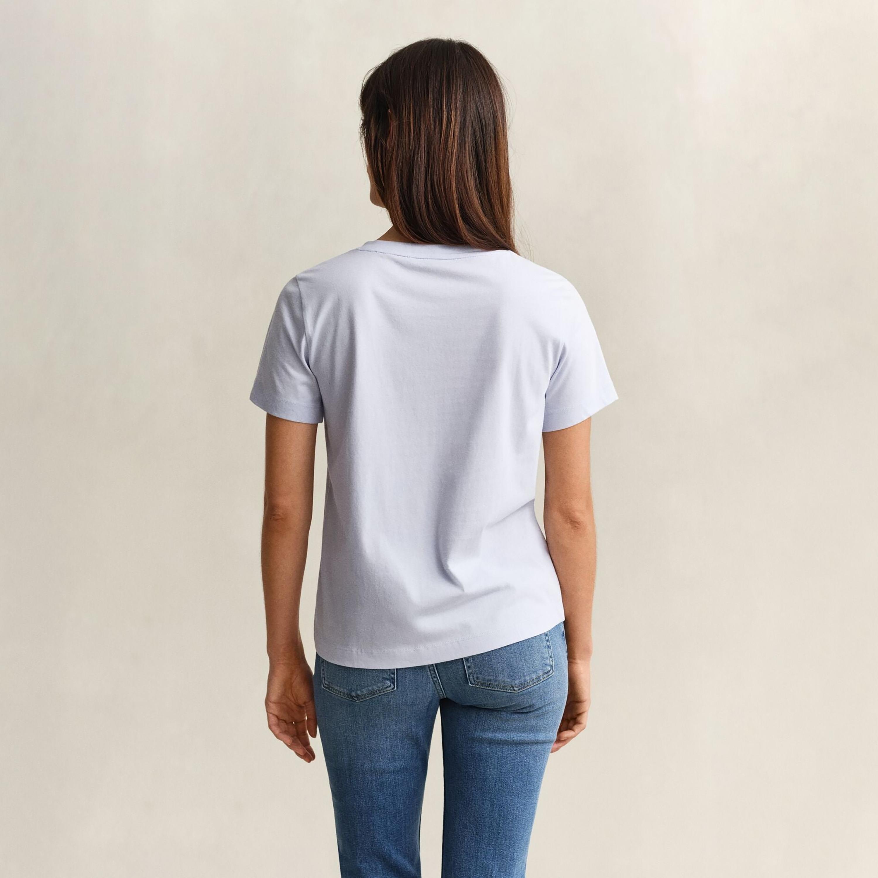 Gant Plain V-neck Short Sleeves Women's T-Shirt-women-clothing-tshirts-image-4