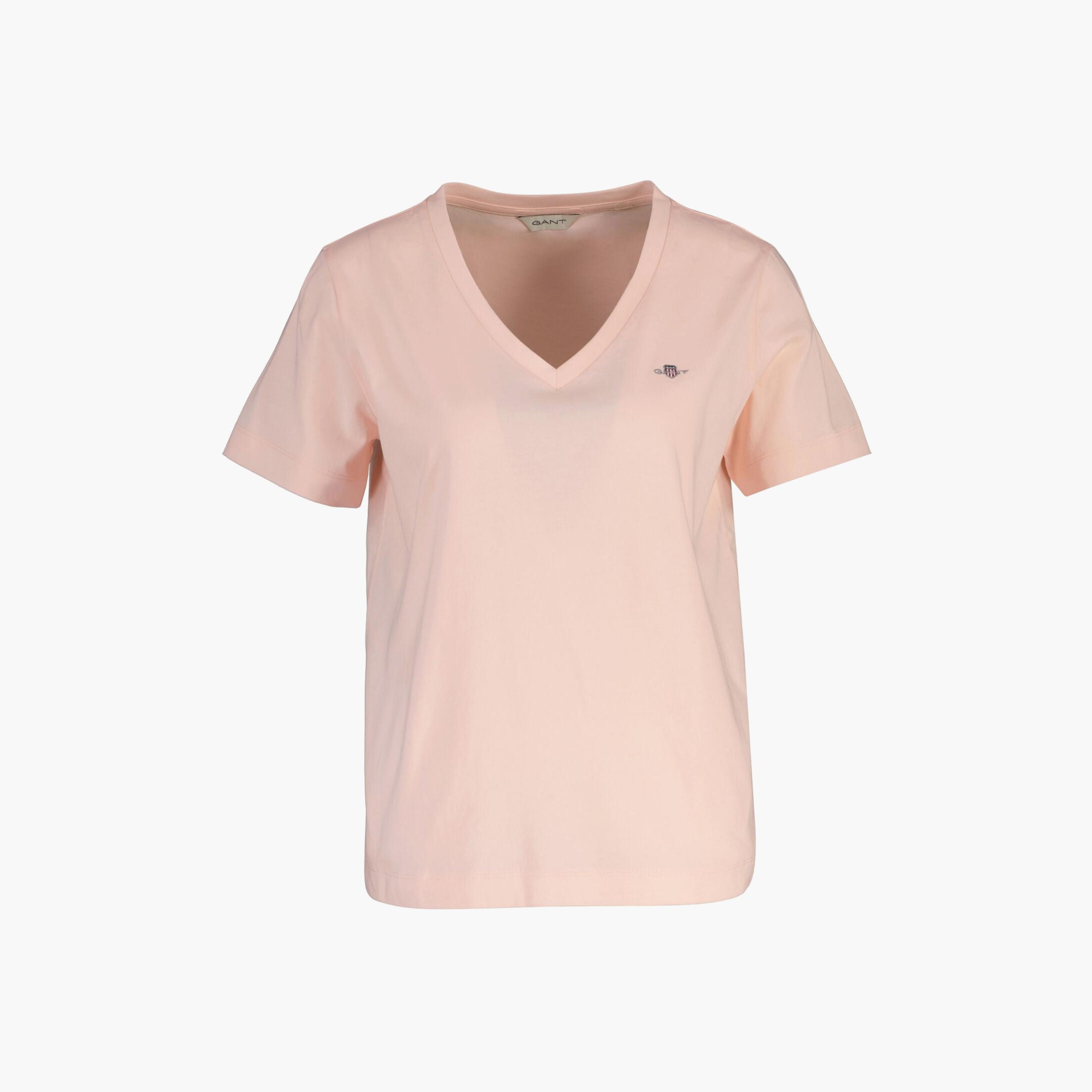 Gant Plain V-neck Short Sleeves Women's T-Shirt-women-clothing-tshirts-image-11