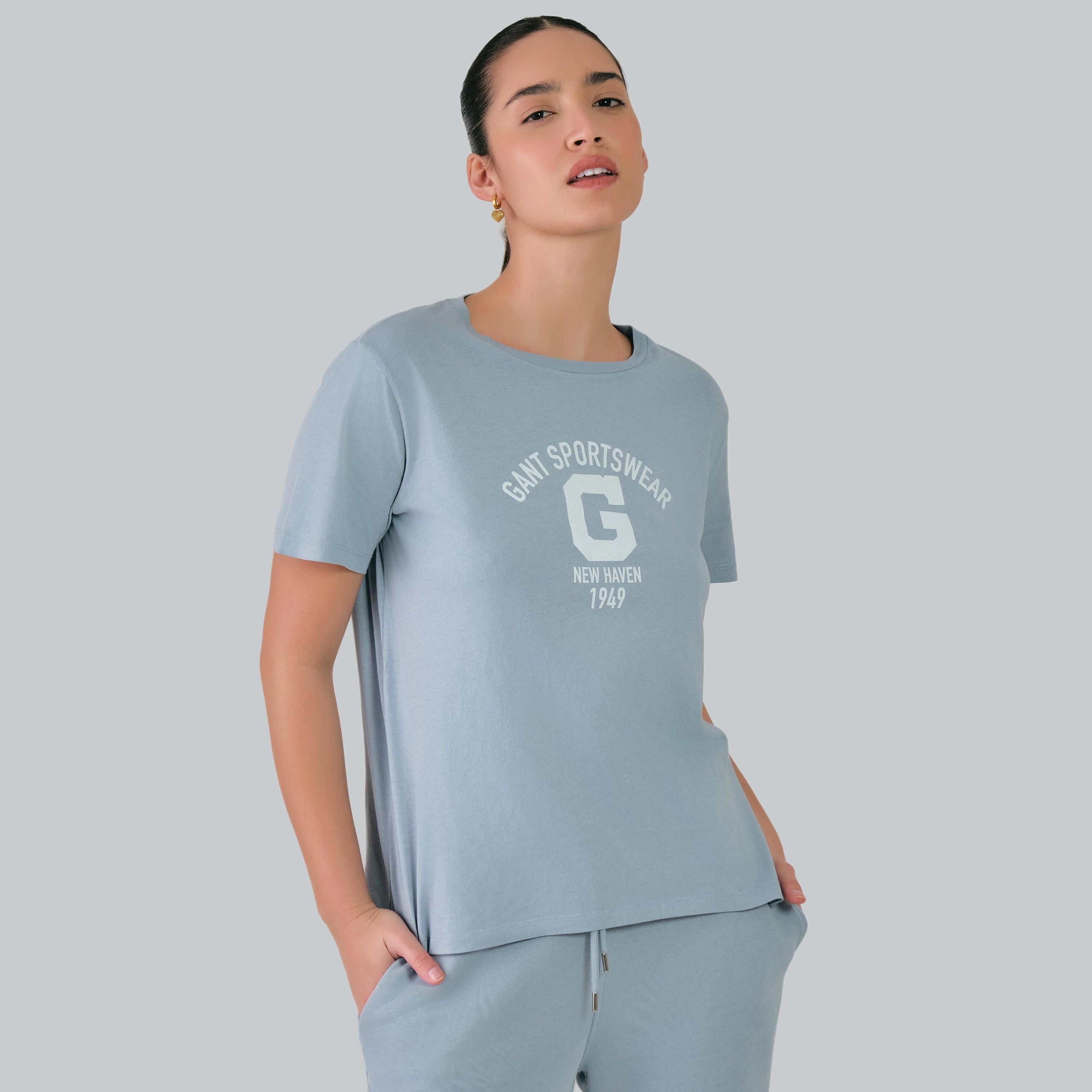 Gant G-Text Print Round Neck Short Sleeves Women's T-Shirt-women-clothing-tshirts-image-6