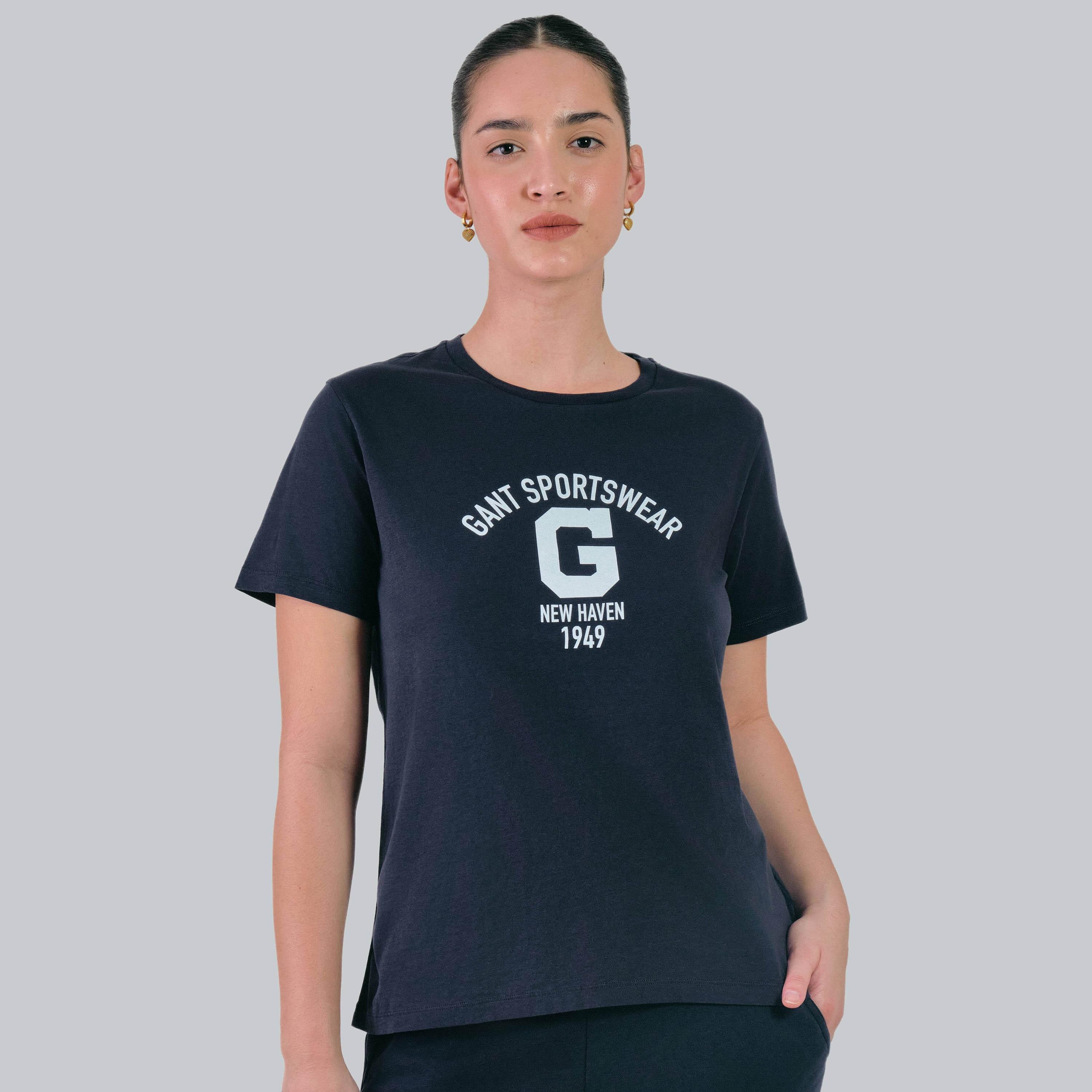 Gant G-Text Print Round Neck Short Sleeves Women's T-Shirt-women-clothing-tshirts-image-2