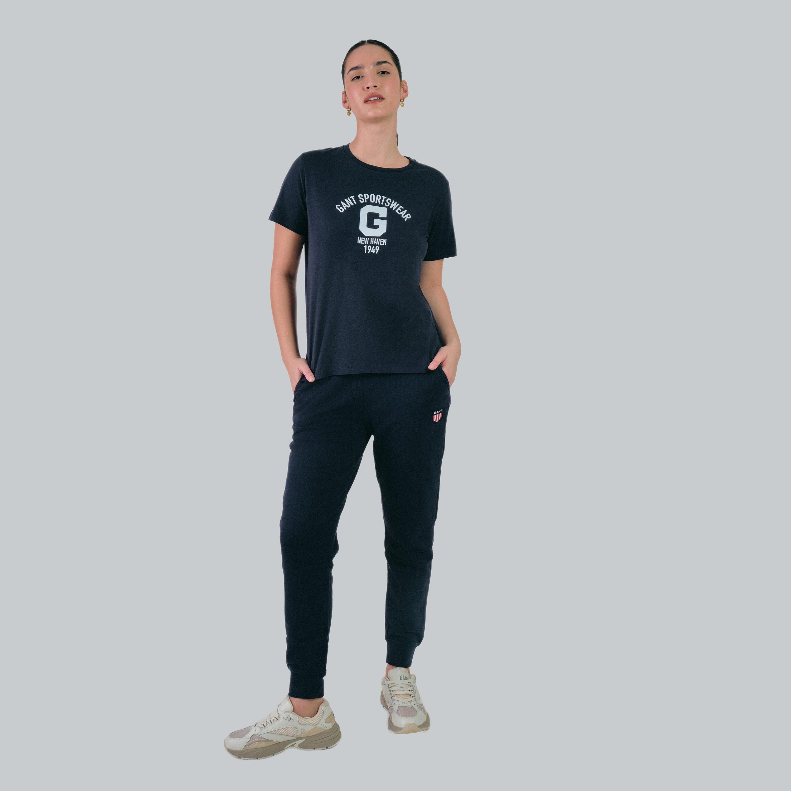 Gant G-Text Print Round Neck Short Sleeves Women's T-Shirt-women-clothing-tshirts-image-3