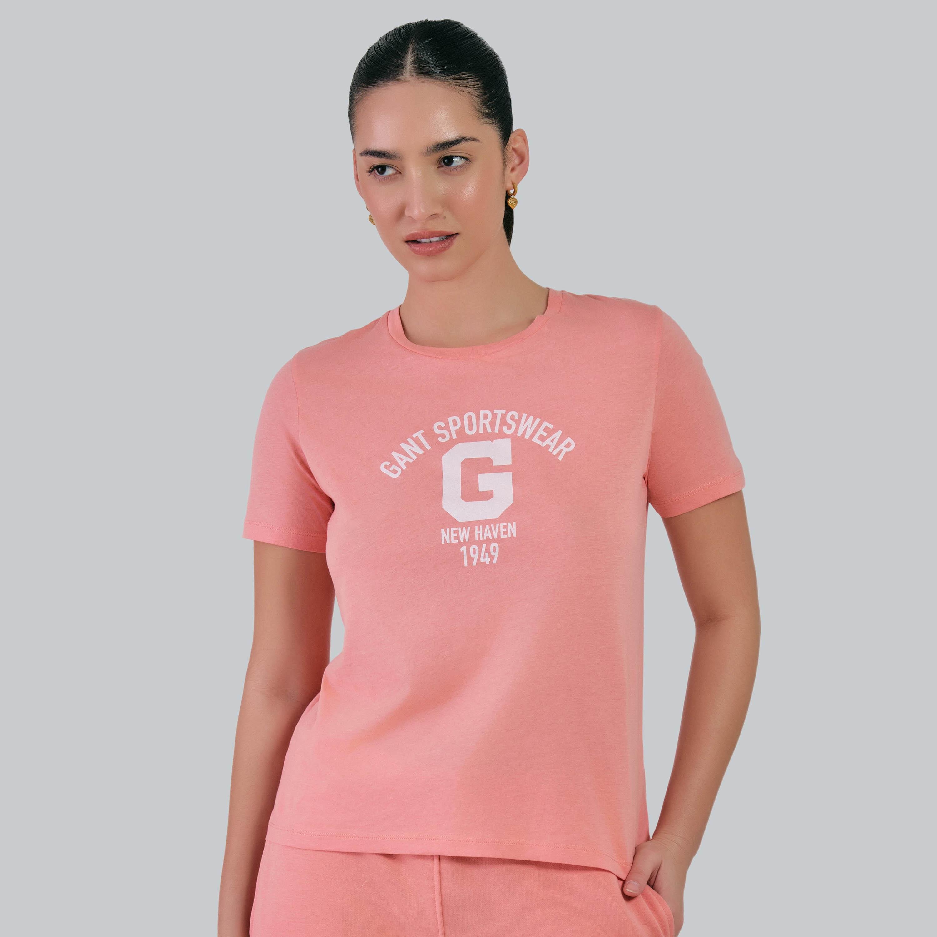 Gant G-Text Print Round Neck Short Sleeves Women's T-Shirt-women-clothing-tshirts-image-9