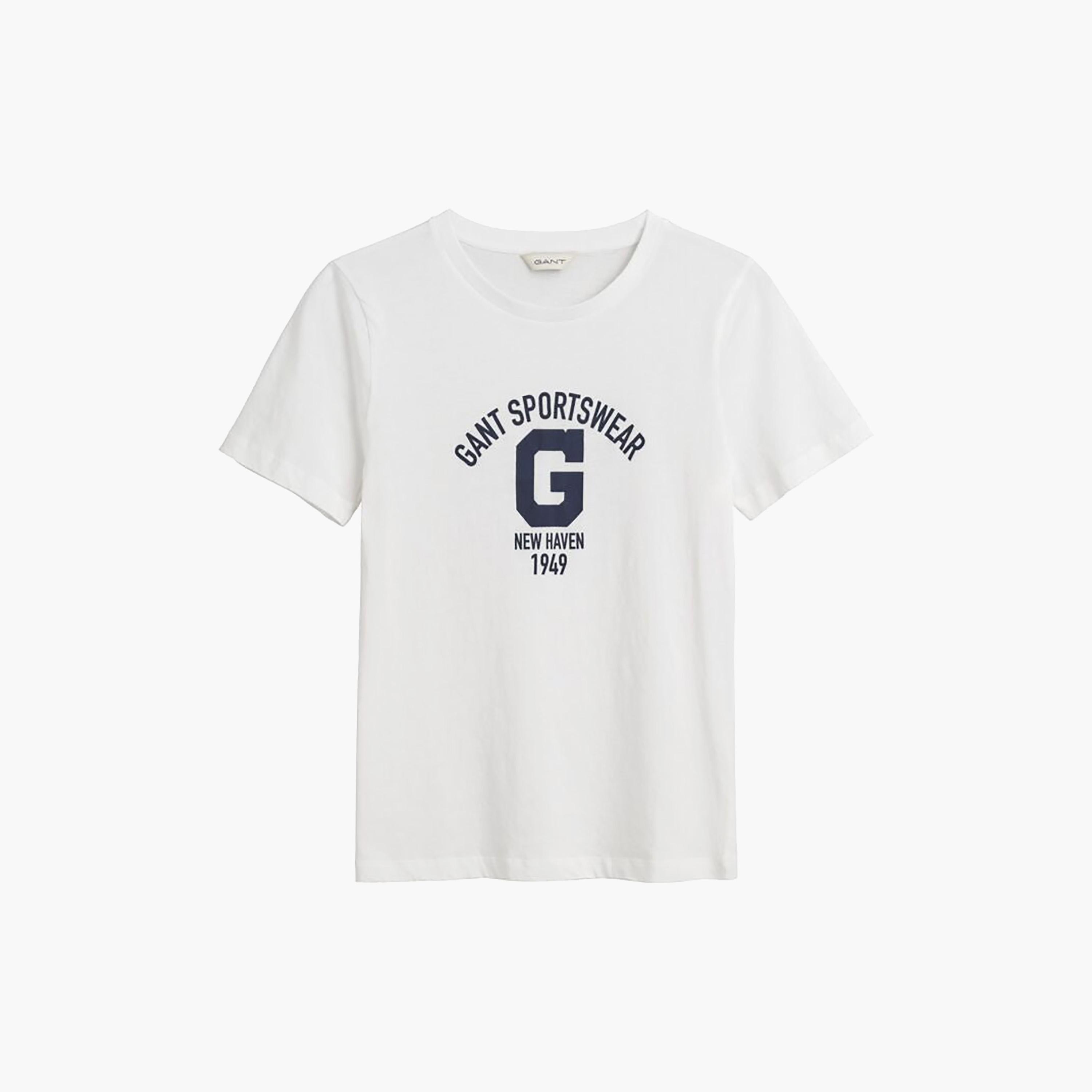 Gant G-Text Print Round Neck Short Sleeves Women's T-Shirt-women-clothing-tshirts-image-1