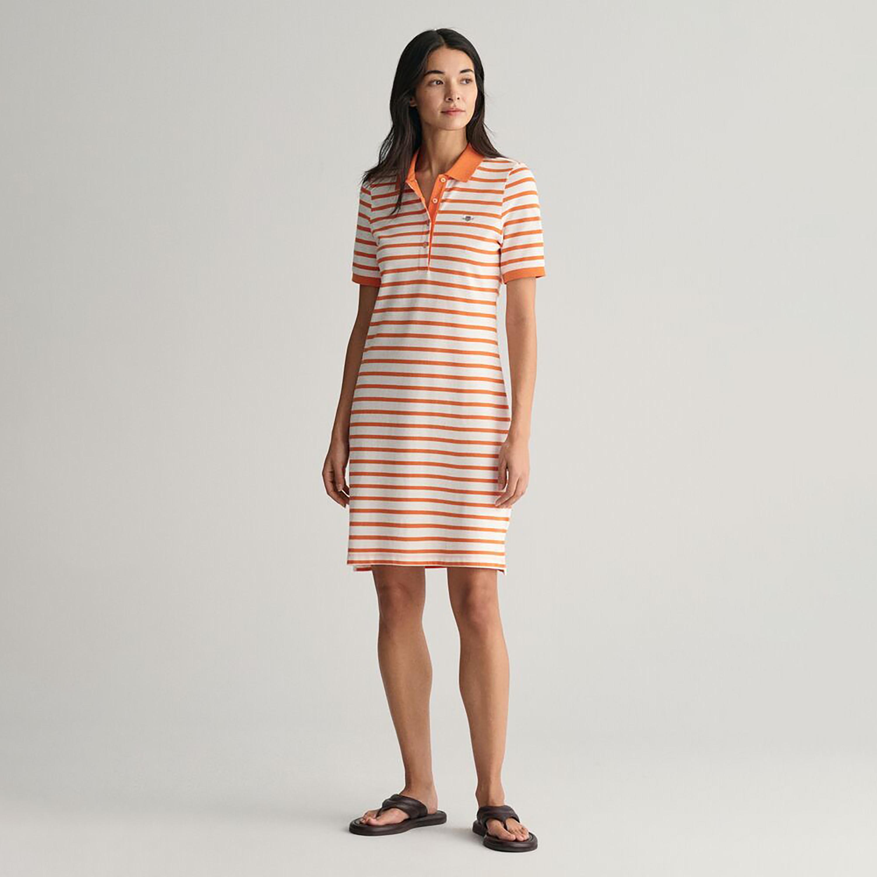 فستان تي شيرت بطول الركبة مع ياقة وقميص مخطط من غانت-women-clothing-dresses-image-6