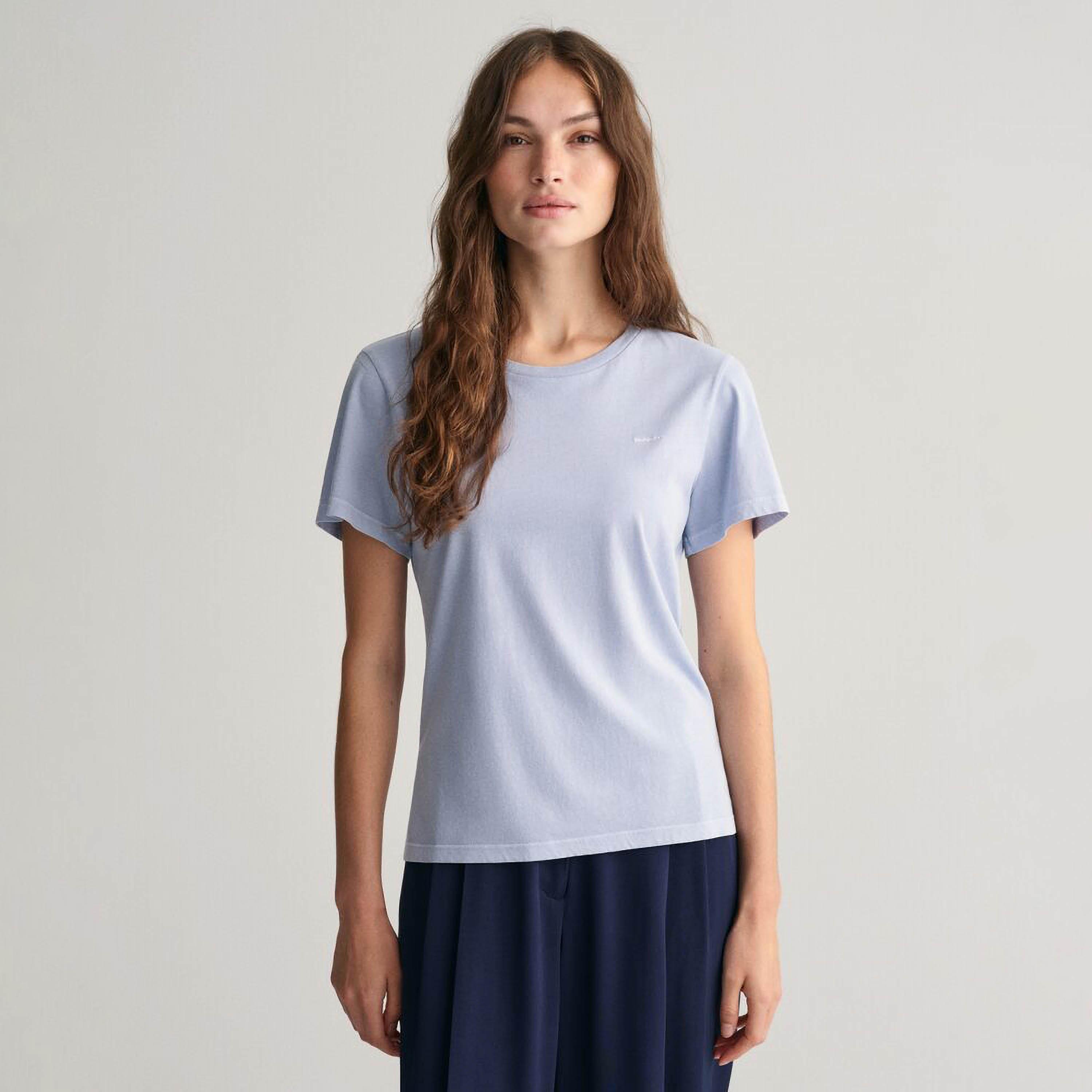 تي شيرت نسائي سادة بياقة دائرية وأكمام قصيرة من غانت-women-clothing-tshirts-image-10