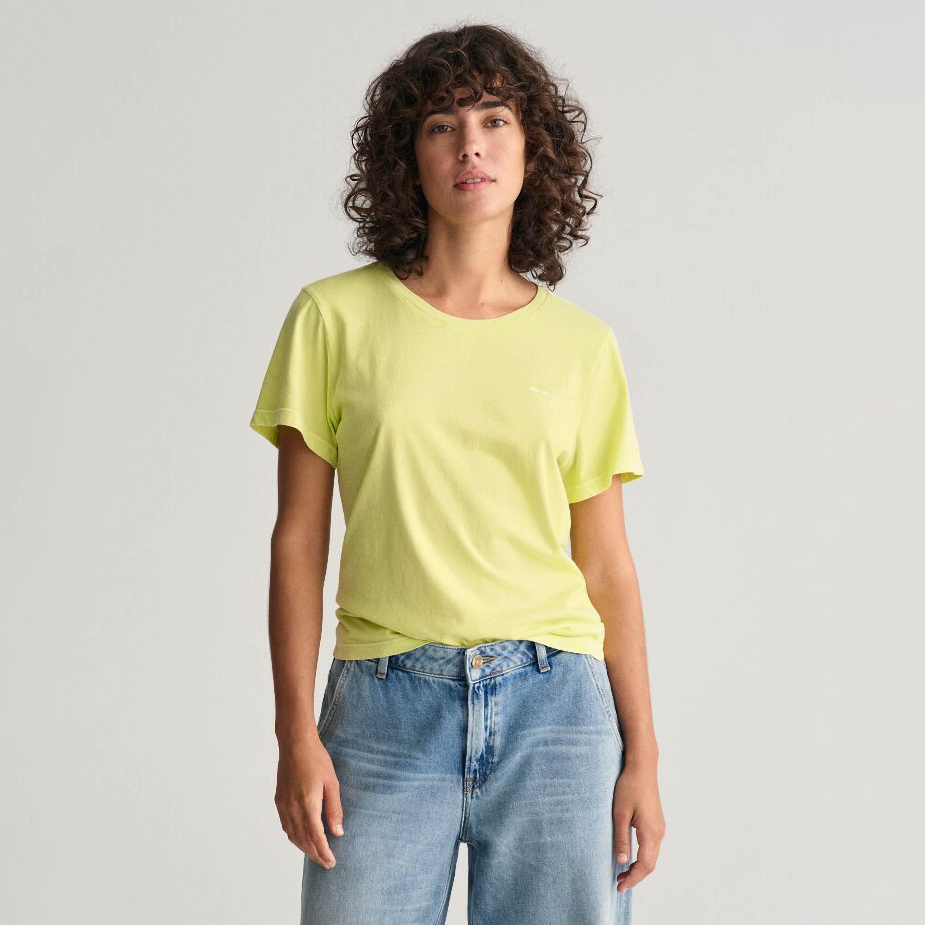 تي شيرت نسائي سادة بياقة دائرية وأكمام قصيرة من غانت-women-clothing-tshirts-image-5